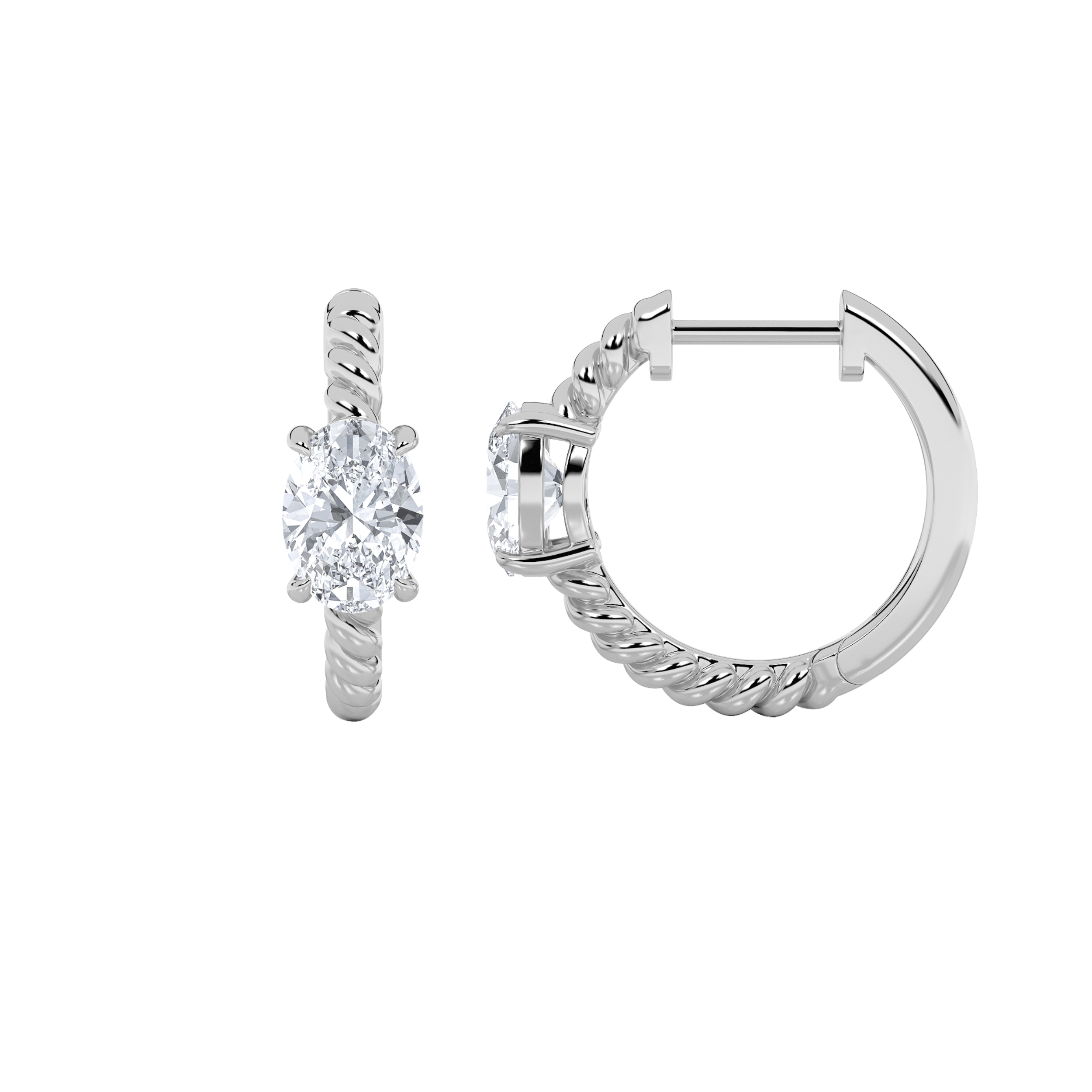 1Cttw Oval Shaped Lab Grown Diamond (F/VS)  Earrings in 14K Gold