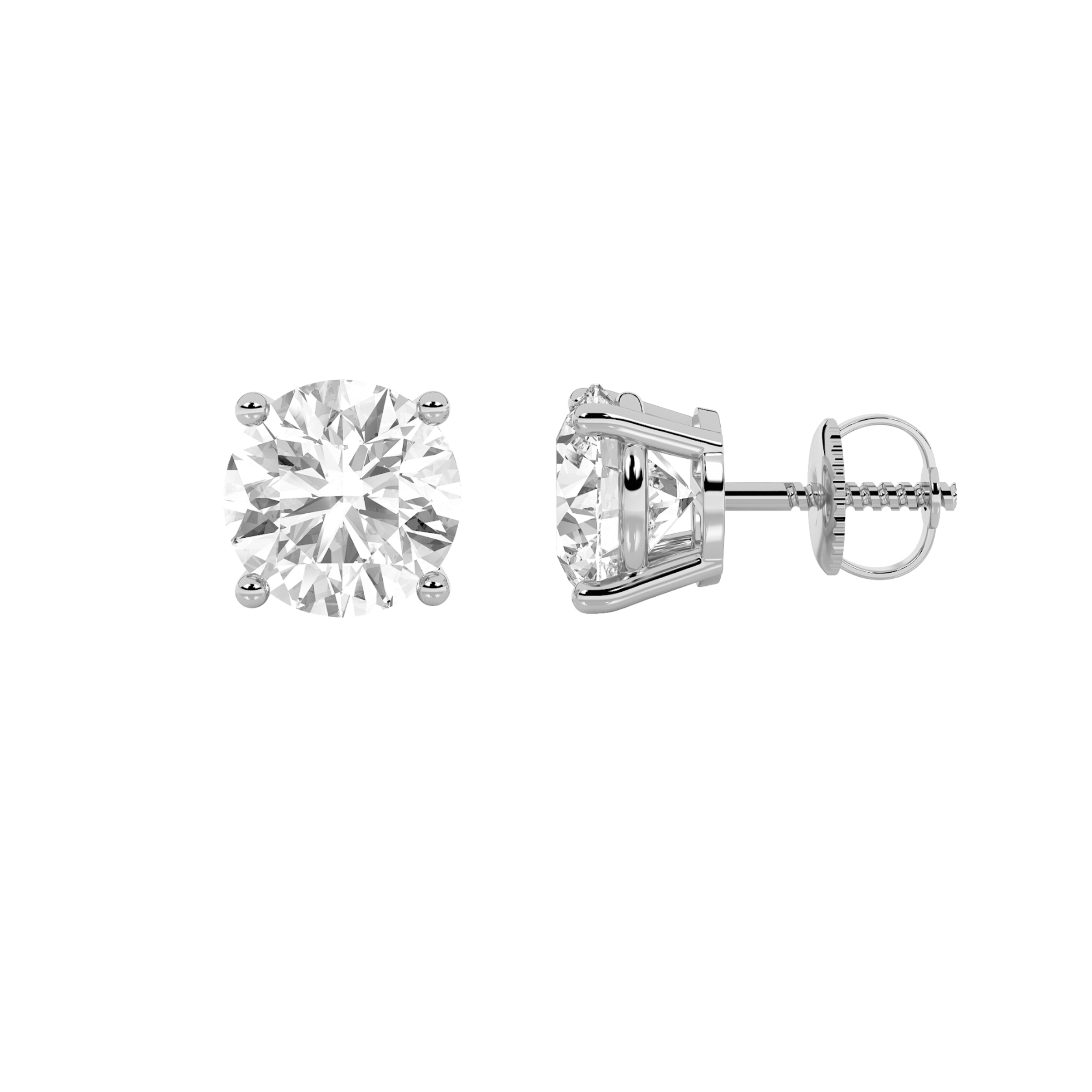 5.5Cttw Round Shaped Lab Grown Diamond (G/VS) Three Prong Martini Stud Earrings in 14K  White Gold