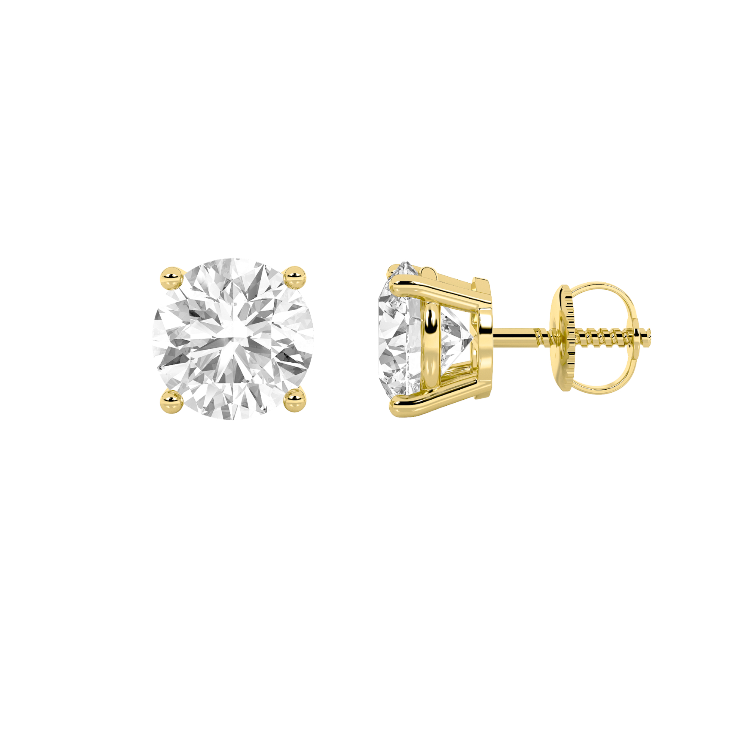 5.5Cttw Round Shaped Lab Grown Diamond (G/VS) Three Prong Martini Stud Earrings in 14K  Yellow Gold