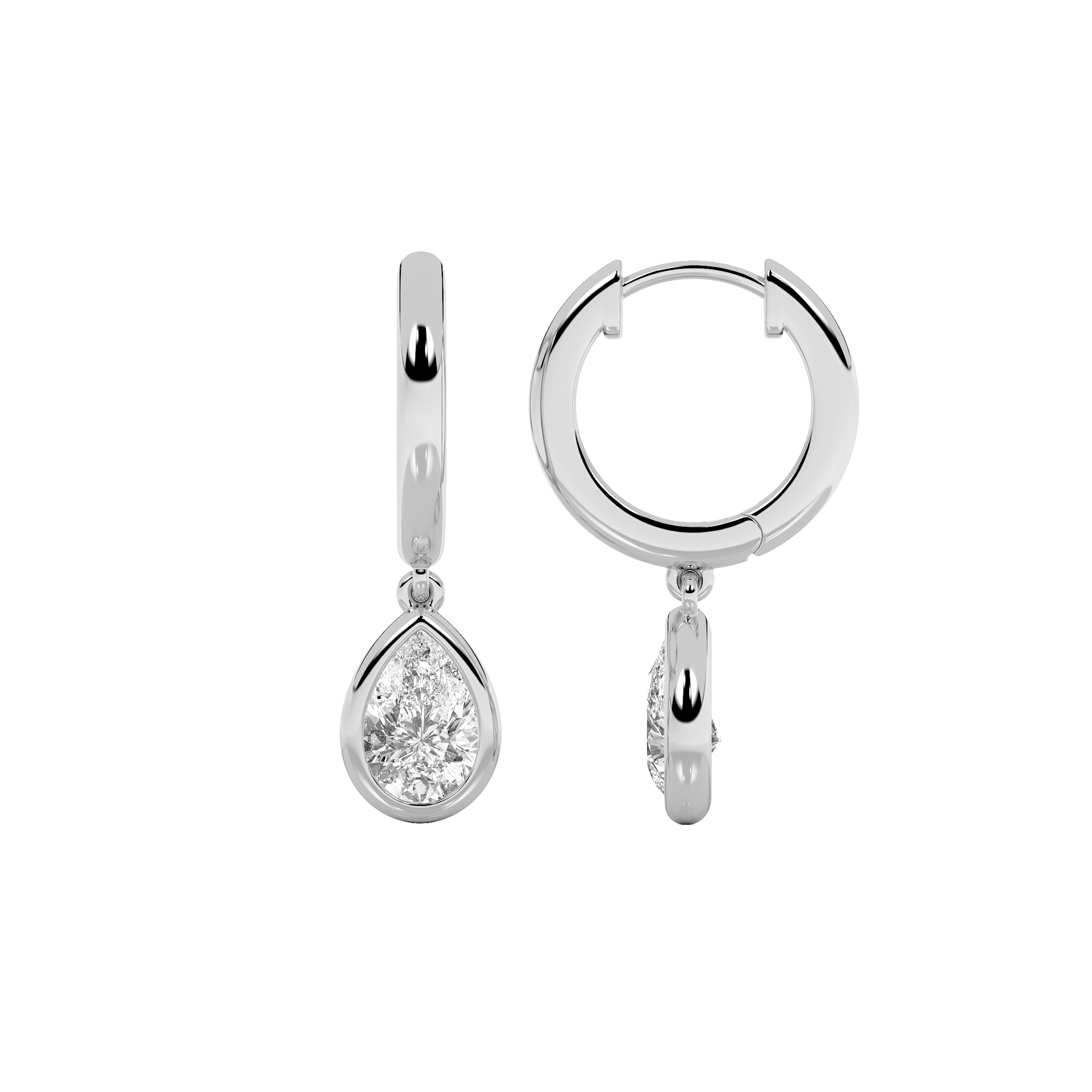 1Cttw Pear Shaped Lab Grown Diamond (F/VS) Dangle Earrings in 14K Gold