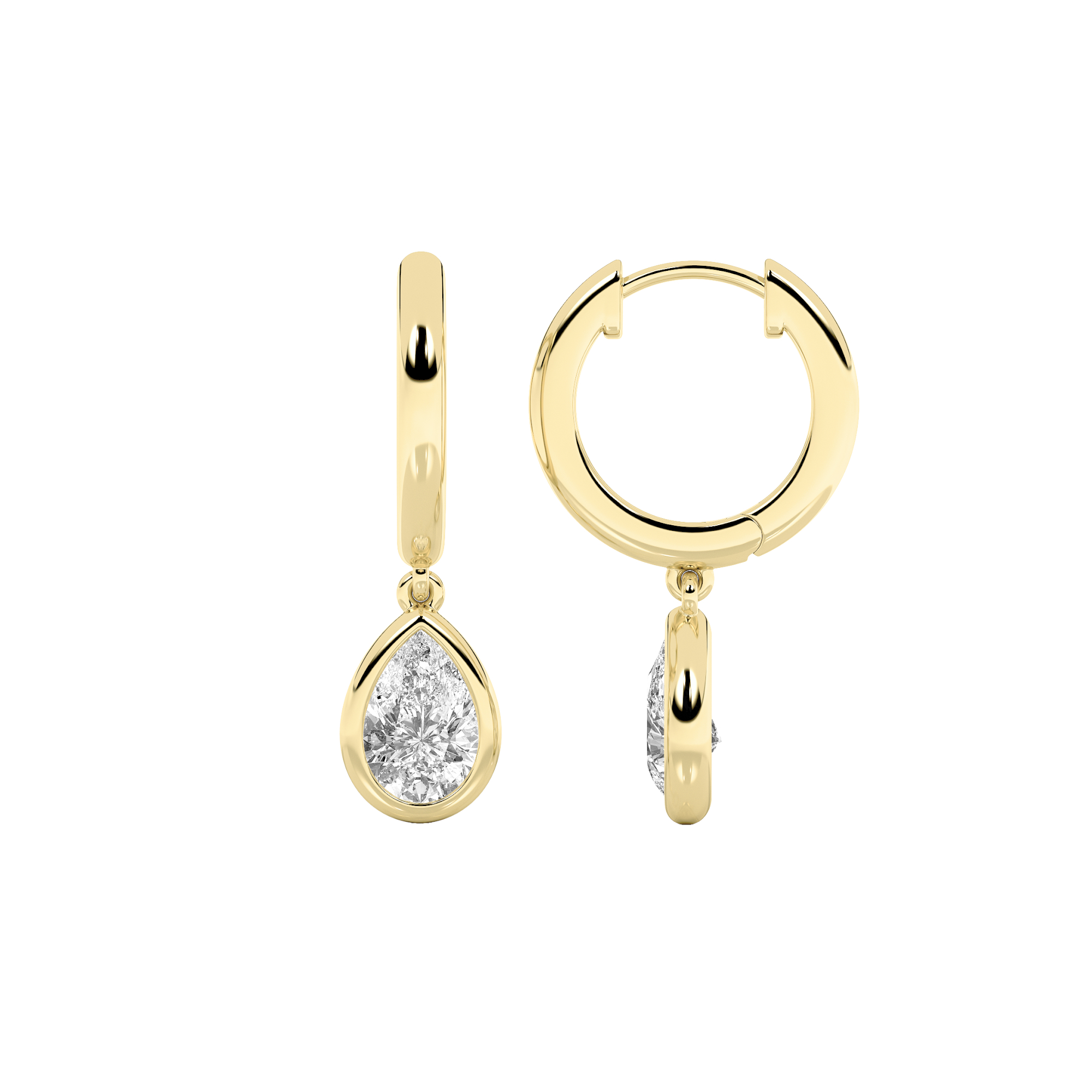 1.00 CT Pear Diamond Earring in 14K Yellow Gold