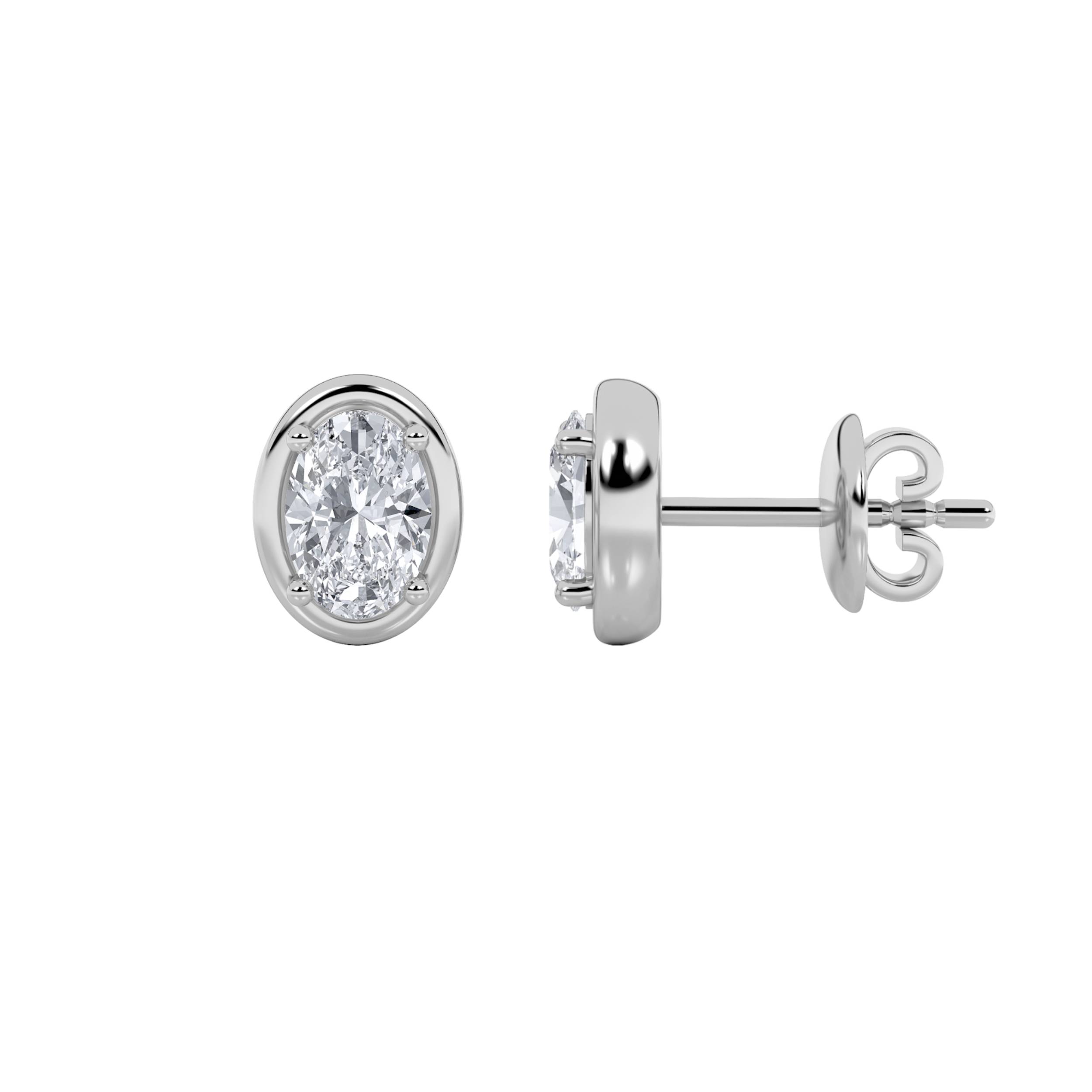 2Cttw Oval Shaped Lab Grown Diamond (F/VS) Stud Earrings in 14K Gold