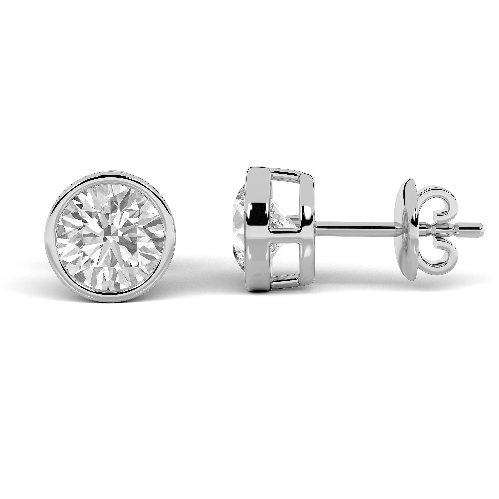4Cttw Round Shaped Lab Grown Diamond (F/VS) Stud Earrings in 14K Gold