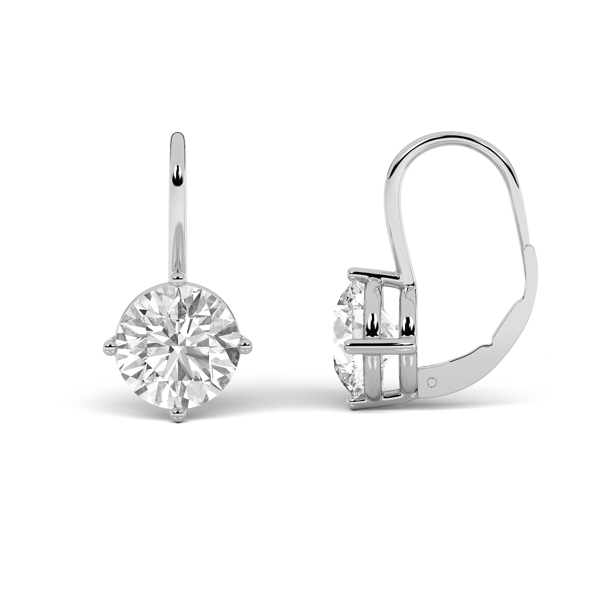 4Cttw Round Shaped Lab Grown Diamond (F/VS) Stud Earrings in 14K Gold