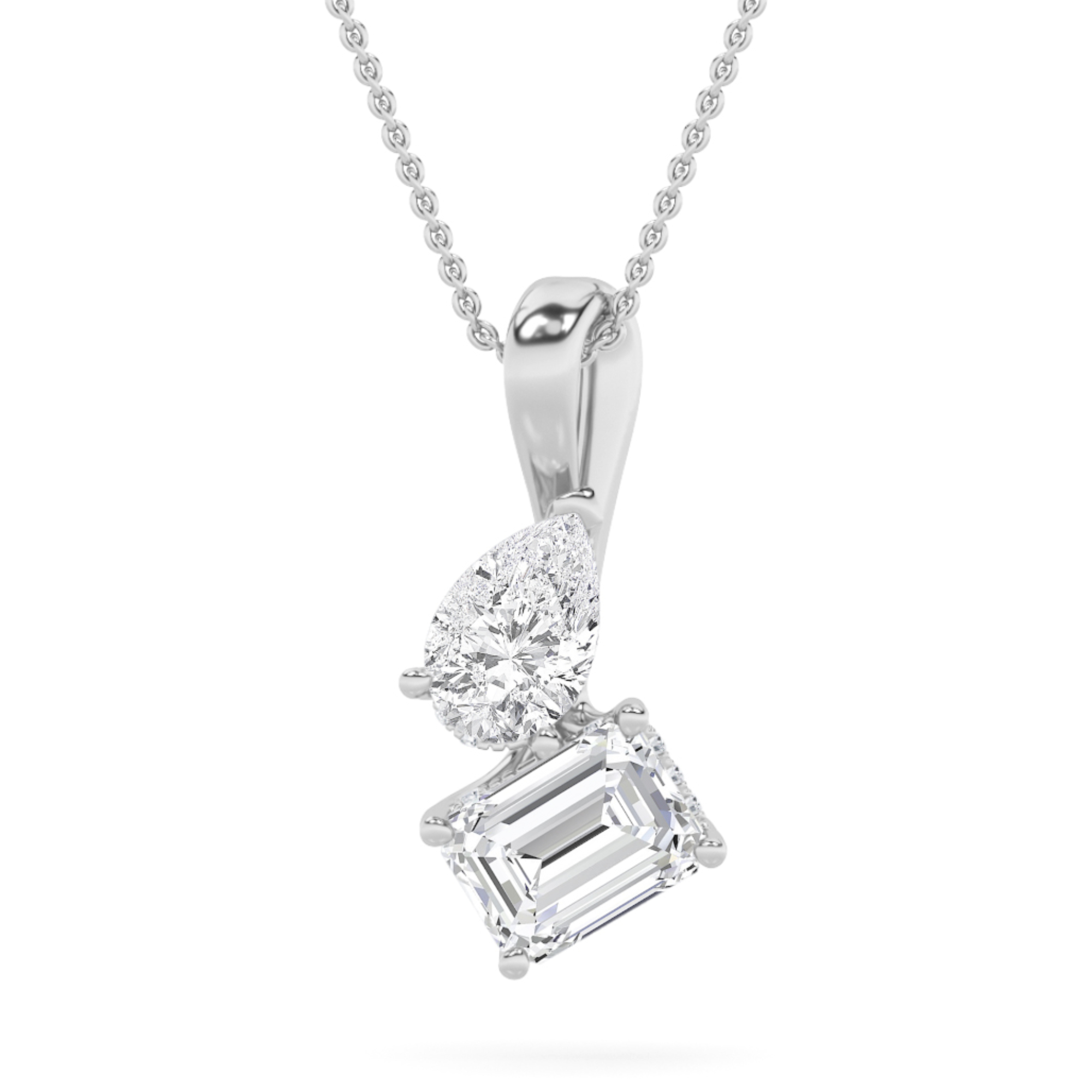 3Cttw Radiant Shaped Lab Grown Diamond (F/VS) TOI Et Moi Fashion Pendant in 14K Gold