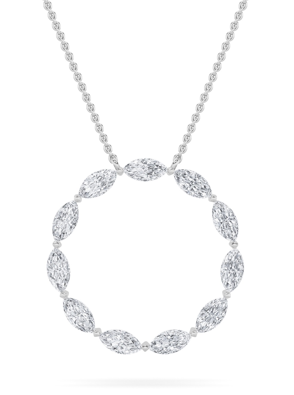 2.25Cttw Marquise Shaped Lab Grown Diamond (F/VS) Circle Necklace in 14K Gold