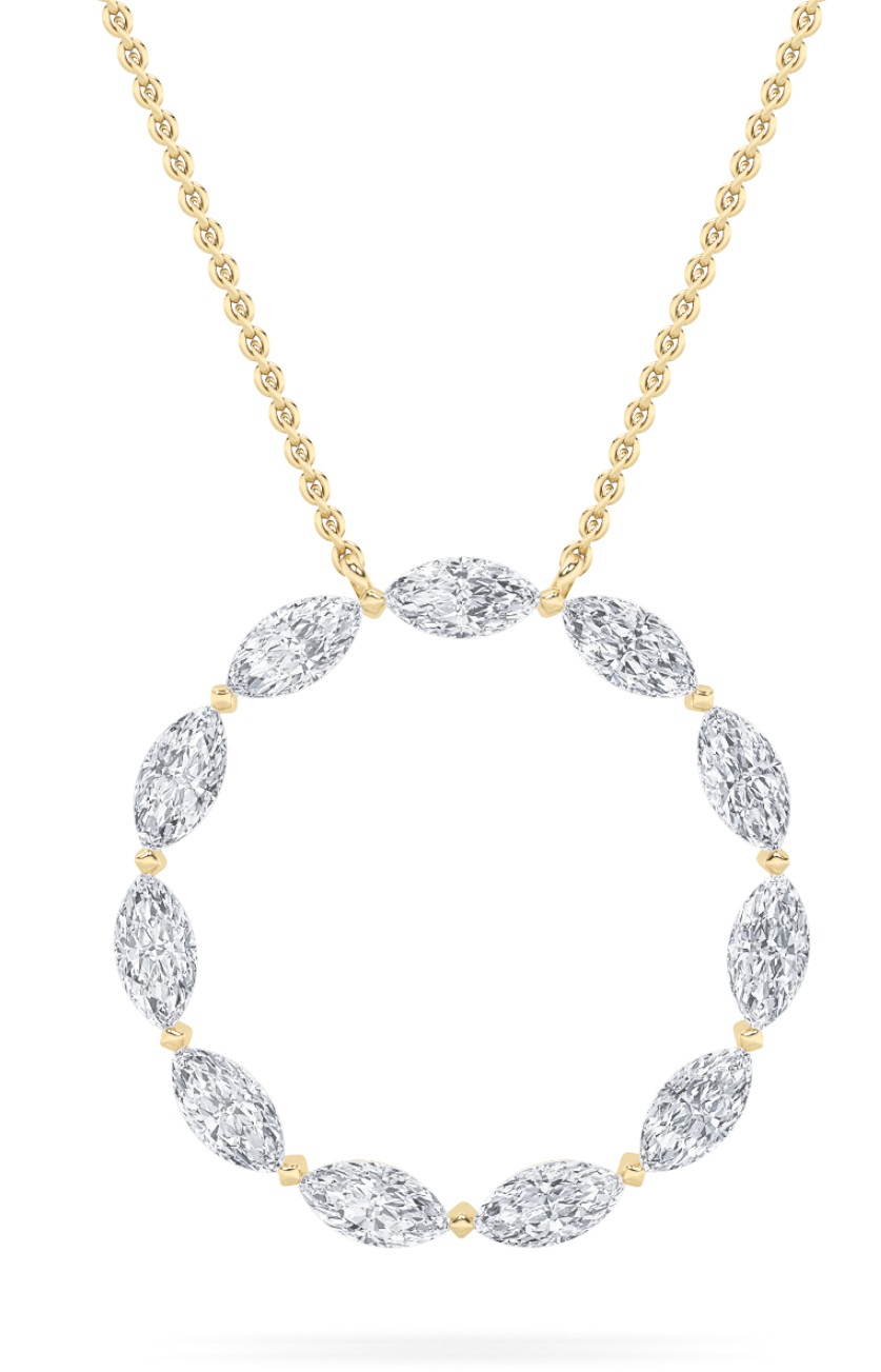 2.25Cttw Marquise Shaped Lab Grown Diamond (F/VS) Circle Necklace in 14K Gold