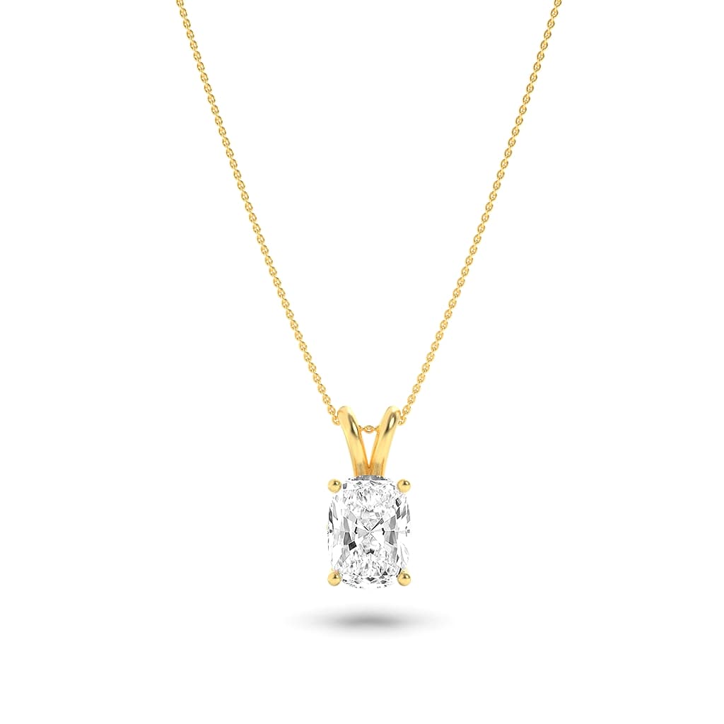 1Cttw Elongated Cushion Shaped Lab Grown Diamond (F/VS) Split Bale Solitaire Pendant in 14K Gold