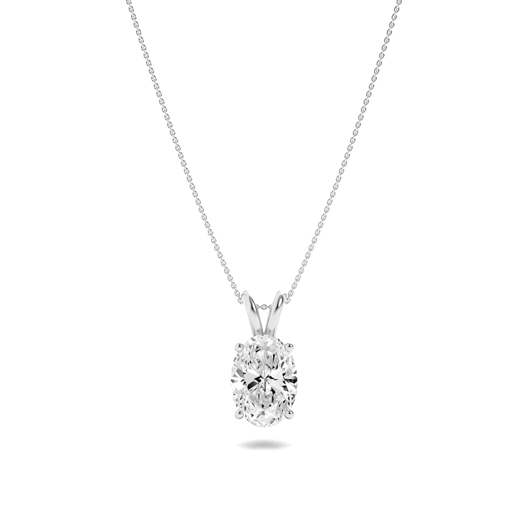 1Cttw Oval Shaped Lab Grown Diamond (F/VS) Split Bale Solitaire Pendant in 14K Gold