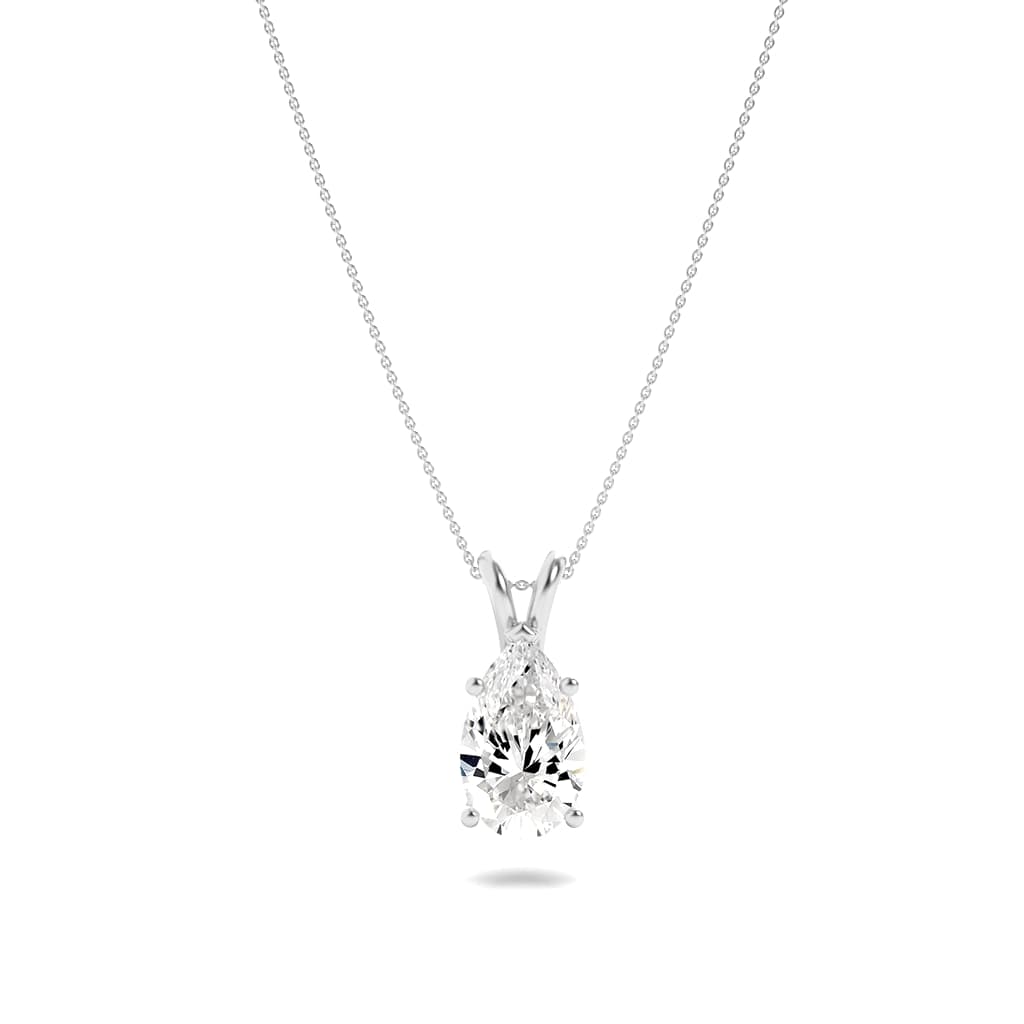 2Cttw Pear Shaped Lab Grown Diamond (F/VS) Split Bale Solitaire Pendant in 14K Gold