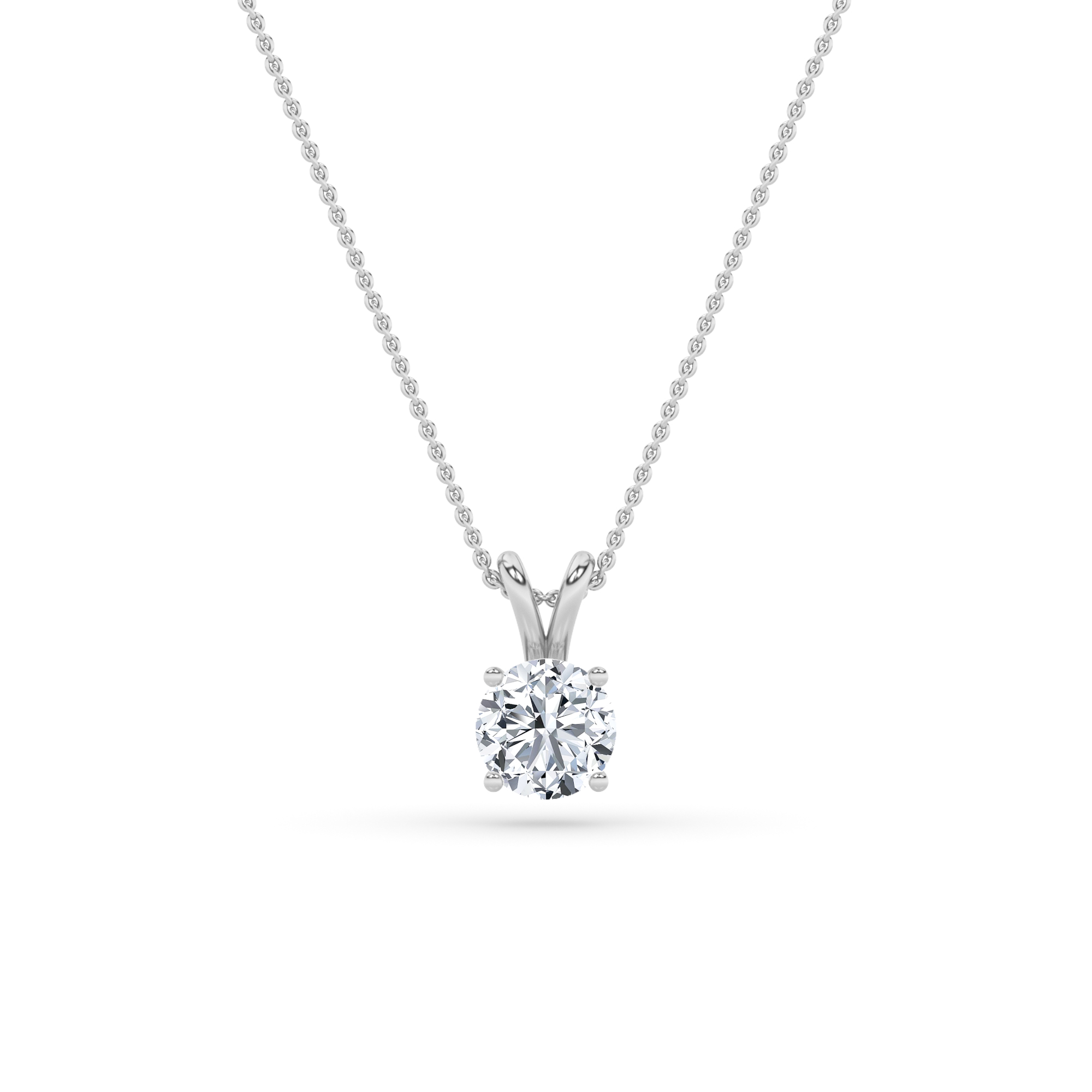 3Cttw Round Shaped Lab Grown Diamond (F/VS) Split Bale Solitaire Pendant in 14K Gold