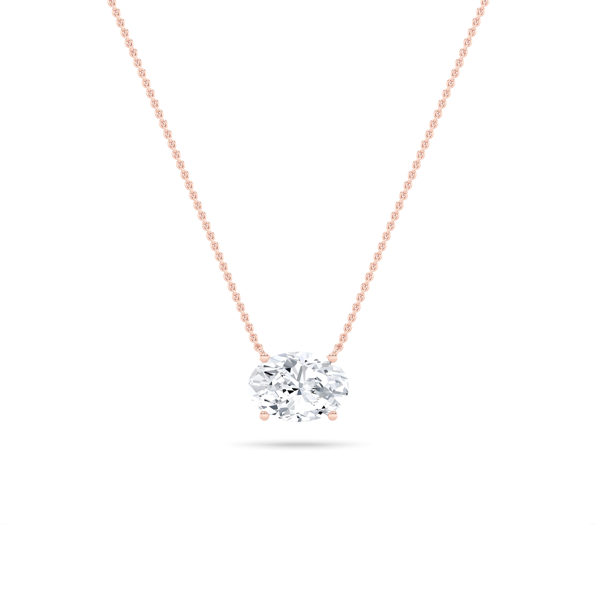 1Cttw Elongated Cushion Shaped Lab Grown Diamond (F/VS) East West Solitaire  Necklace in 14K Gold
