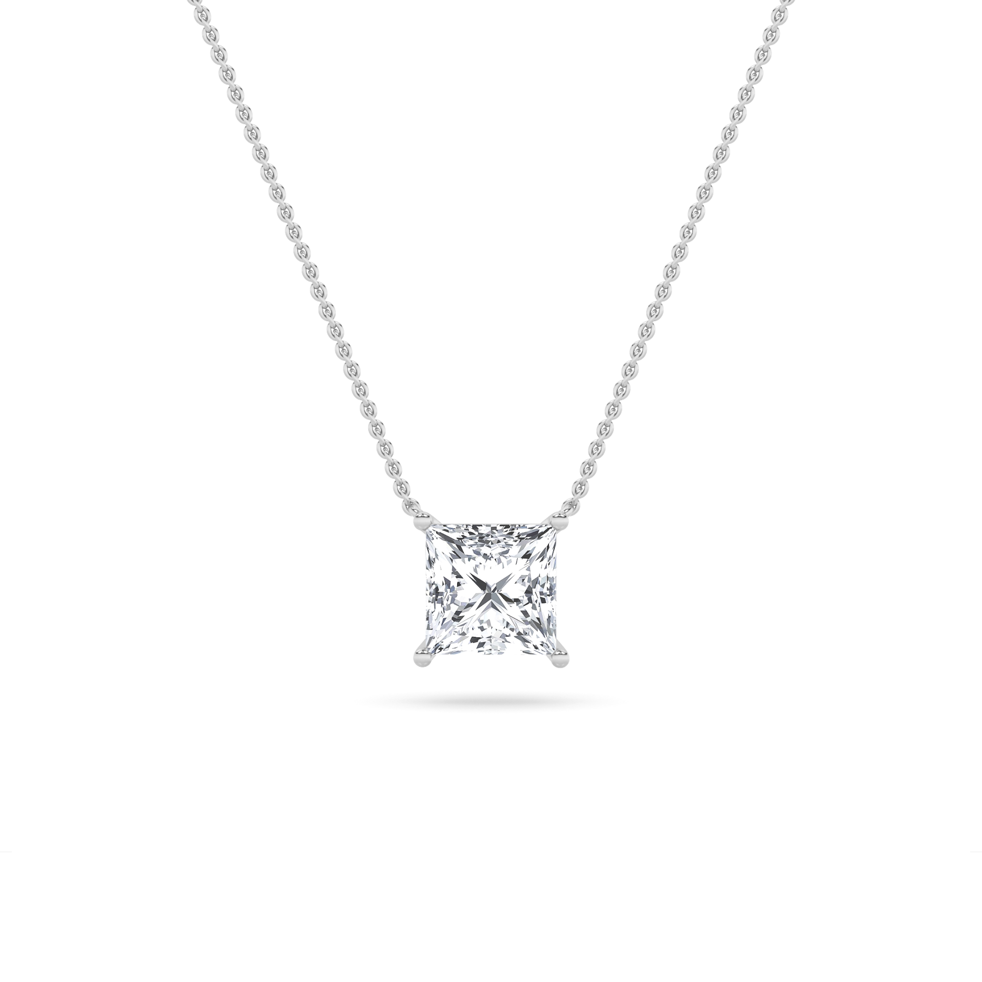 3Cttw Princess Shaped Lab Grown Diamond (F/VS) Solitaire Necklace in 14K Gold