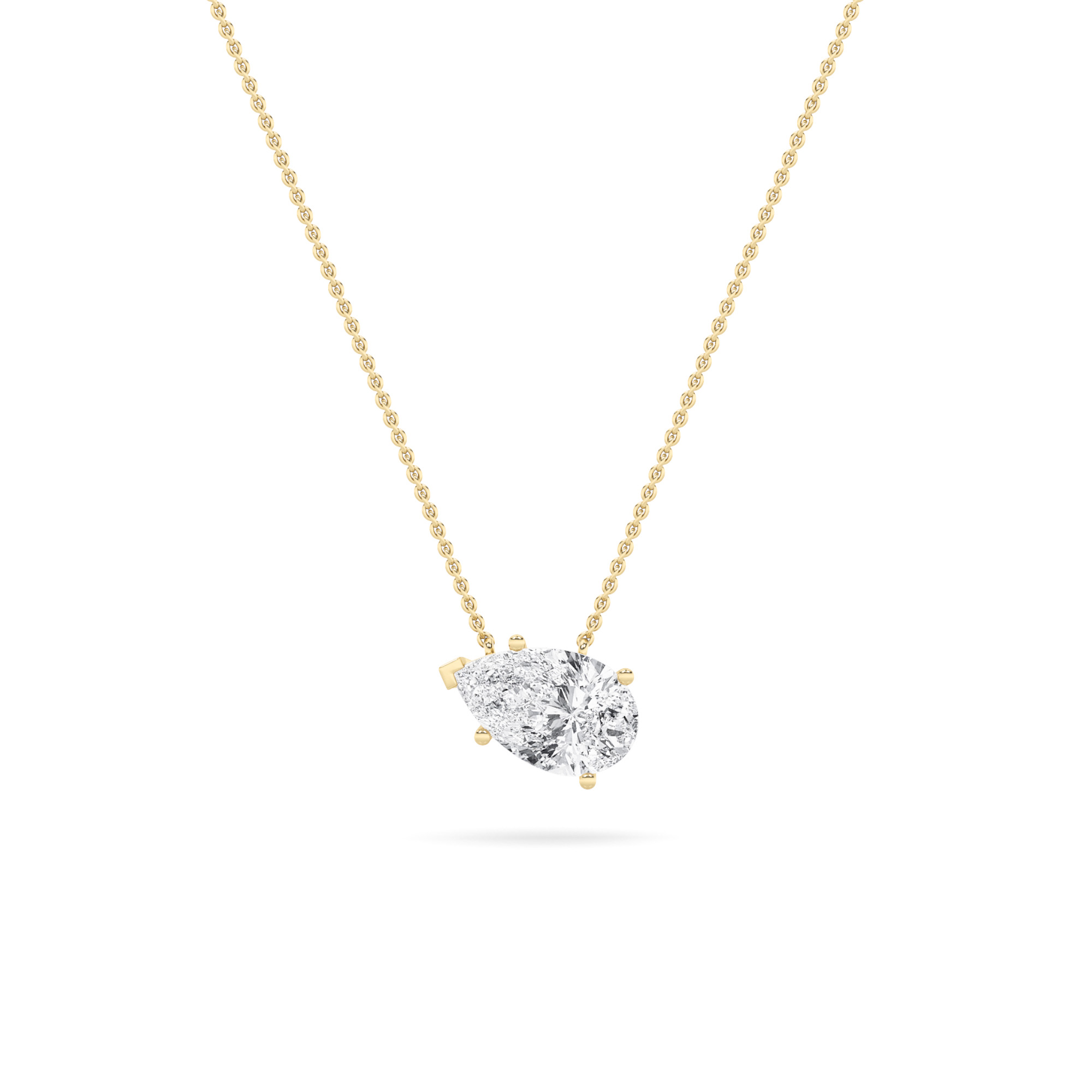 1Cttw Pear Shaped Lab Grown Diamond (F/VS) East West Solitaire  Necklace in 14K Gold