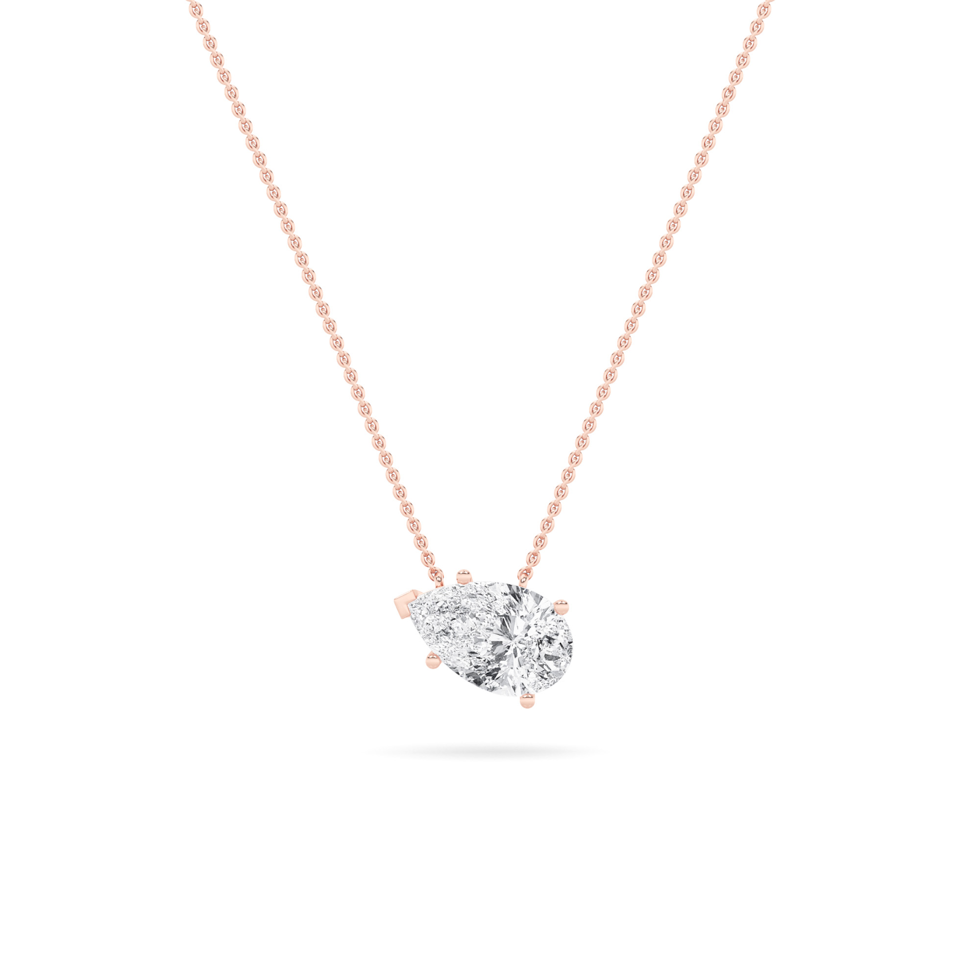 2Cttw Pear Shaped Lab Grown Diamond (F/VS) East West Solitaire  Necklace in 14K Gold