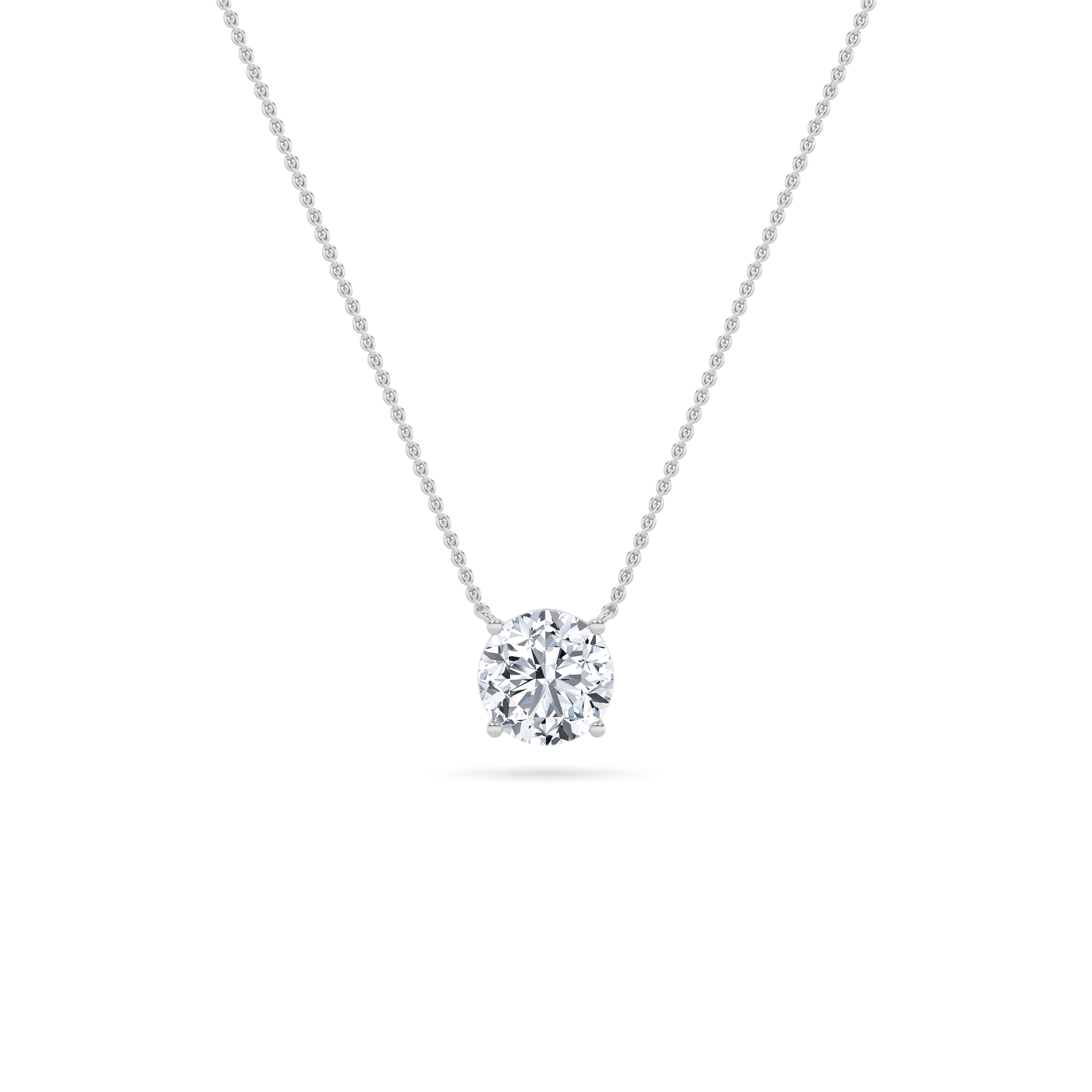 3Cttw Round Shaped Lab Grown Diamond (F/VS) Solitaire Necklace in 14K Gold