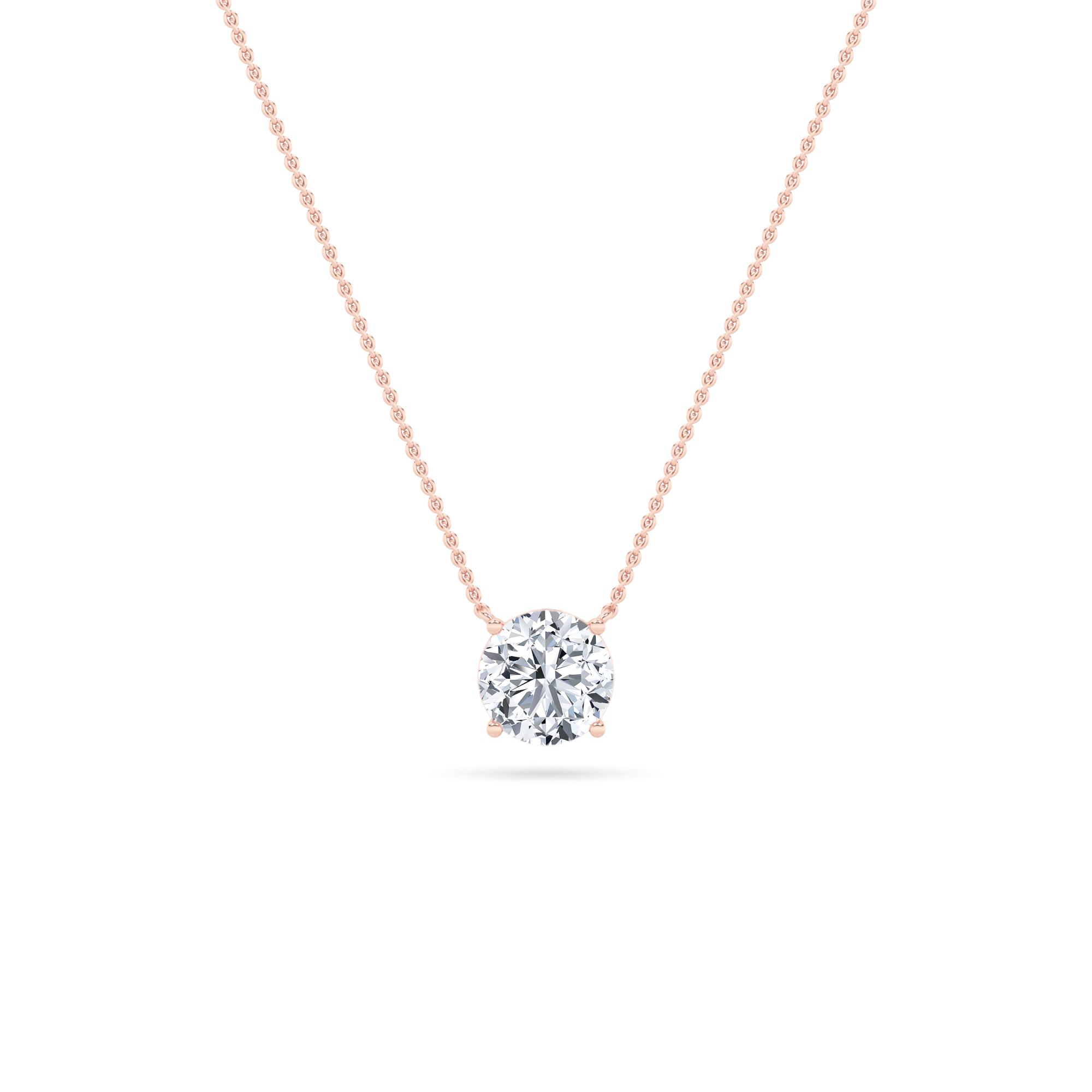 3Cttw Round Shaped Lab Grown Diamond (F/VS) Solitaire Necklace in 14K Gold