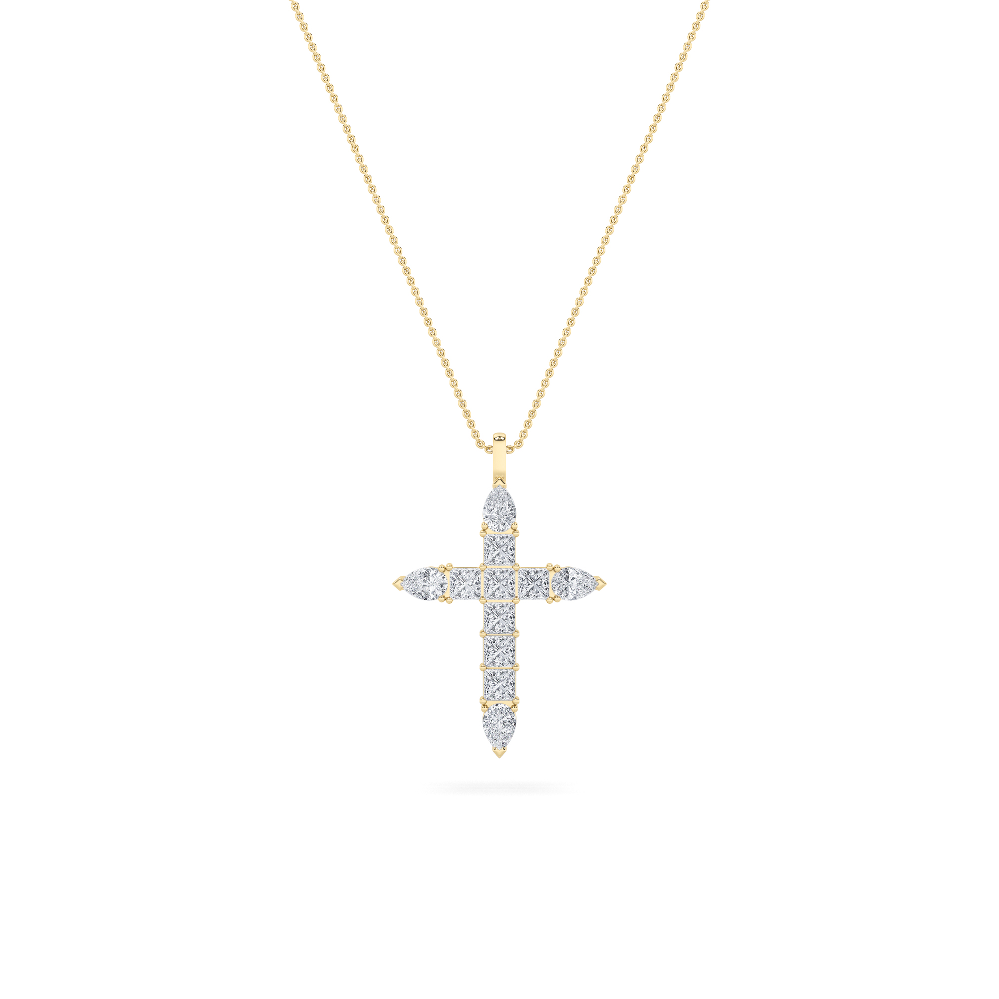 3.5Cttw Pear Shaped Lab Grown Diamond (F/VS) Cross Pendant in 14K Gold