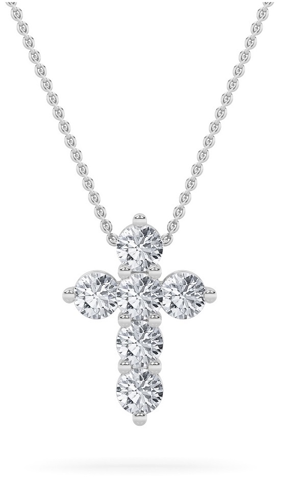 1.5Cttw Round Shaped Lab Grown Diamond (F/VS) Cross Pendant in 14K Gold