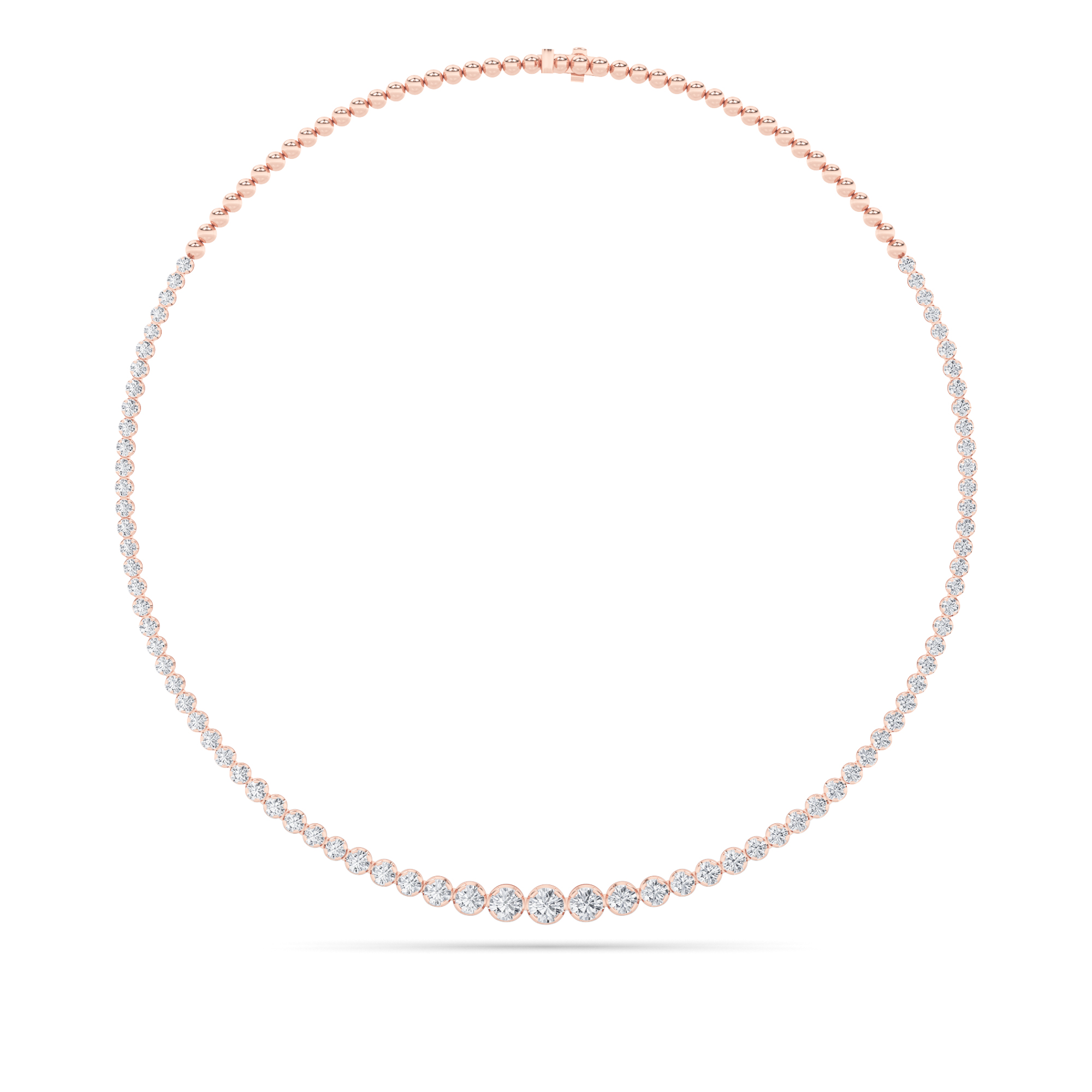 10Cttw Round Shaped Lab Grown Diamond (F/VS) Graduating Half  Riviera Necklace in 14K Gold