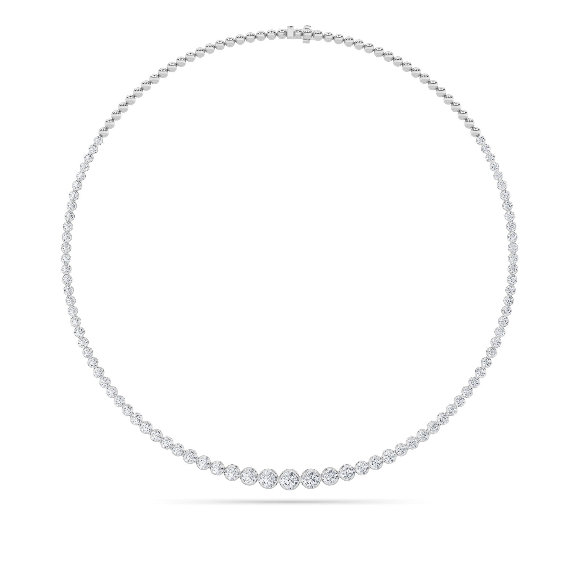 15Cttw Round Shaped Lab Grown Diamond (F/VS) Graduating Half Riviera Necklace in 14K Gold