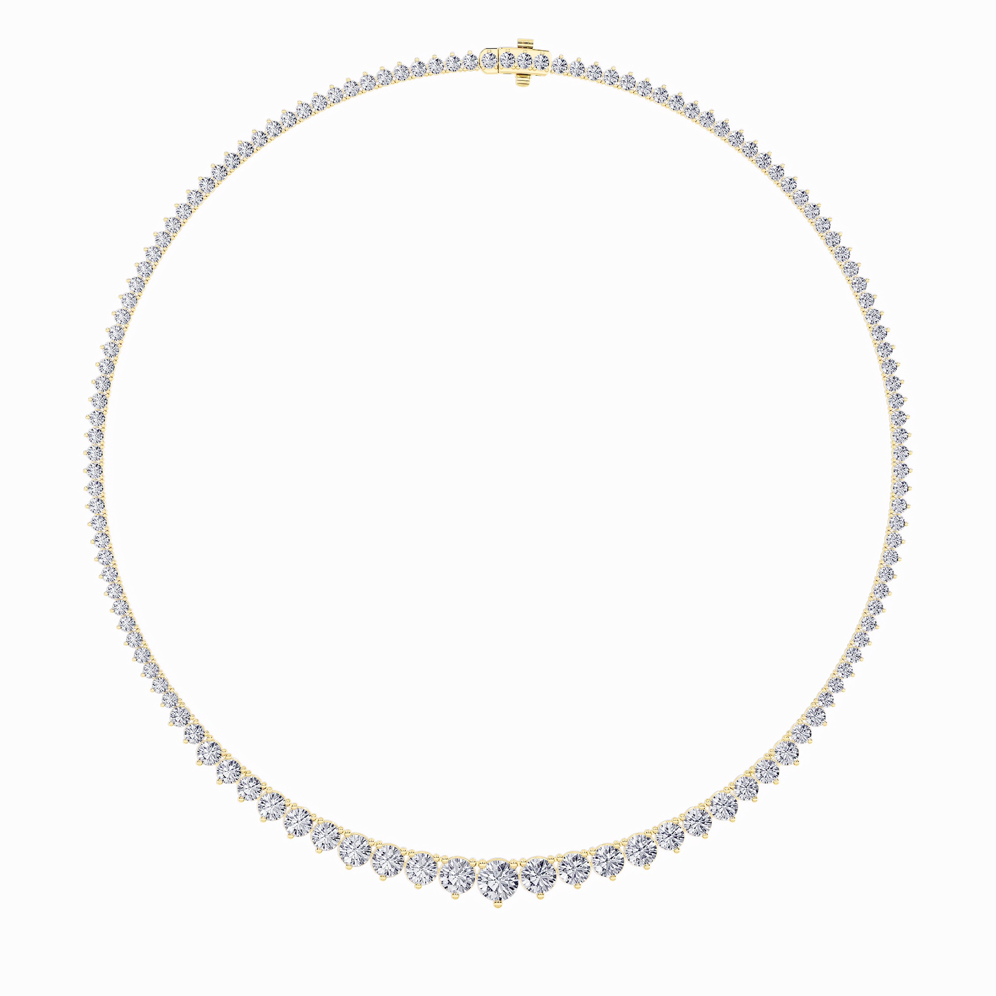 10Cttw Round Shaped Lab Grown Diamond (F/VS) Three Prong Graduating Necklace in 14K Gold