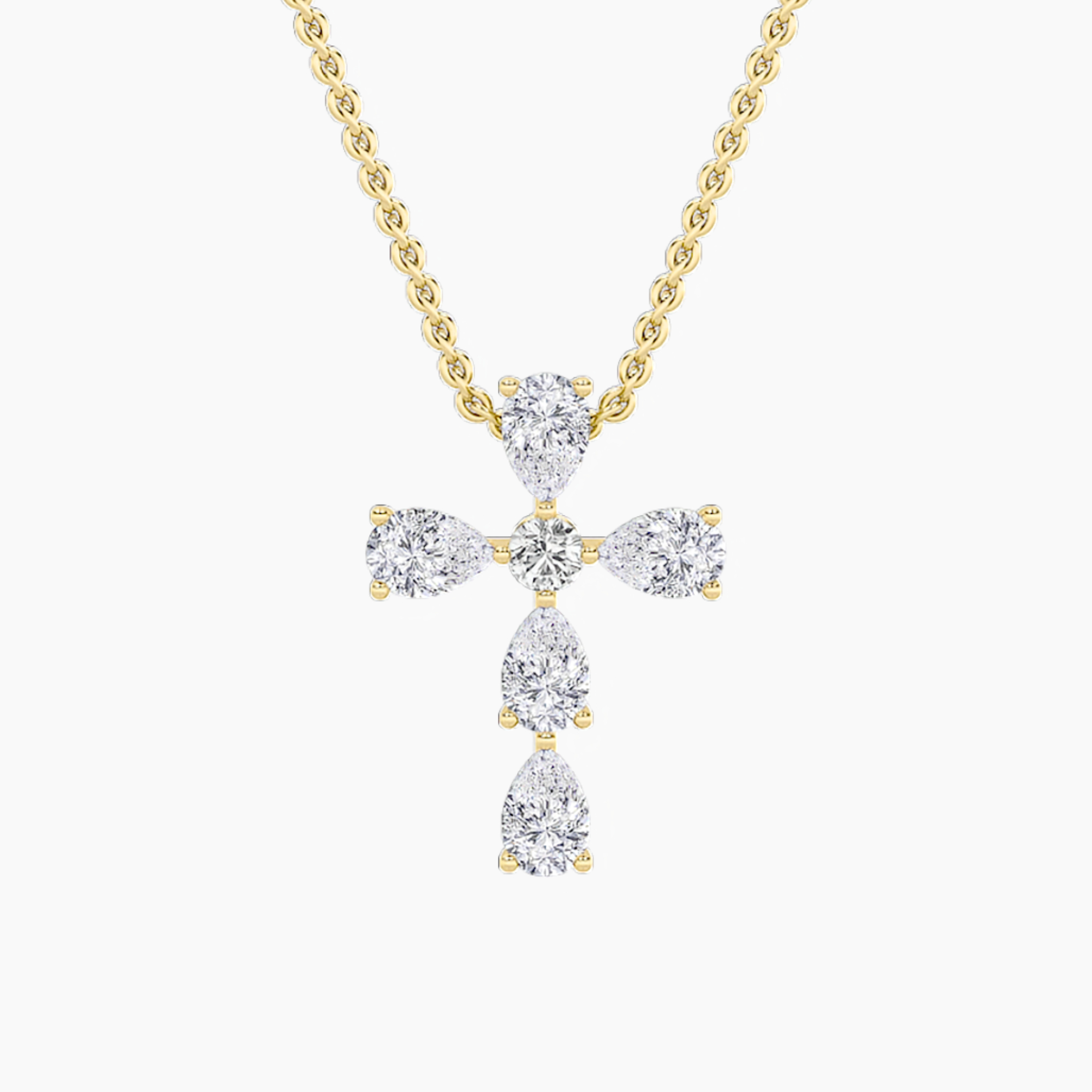 2.5Cttw Pear Shaped Lab Grown Diamond (F/VS) Cross Pendant in 14K Gold