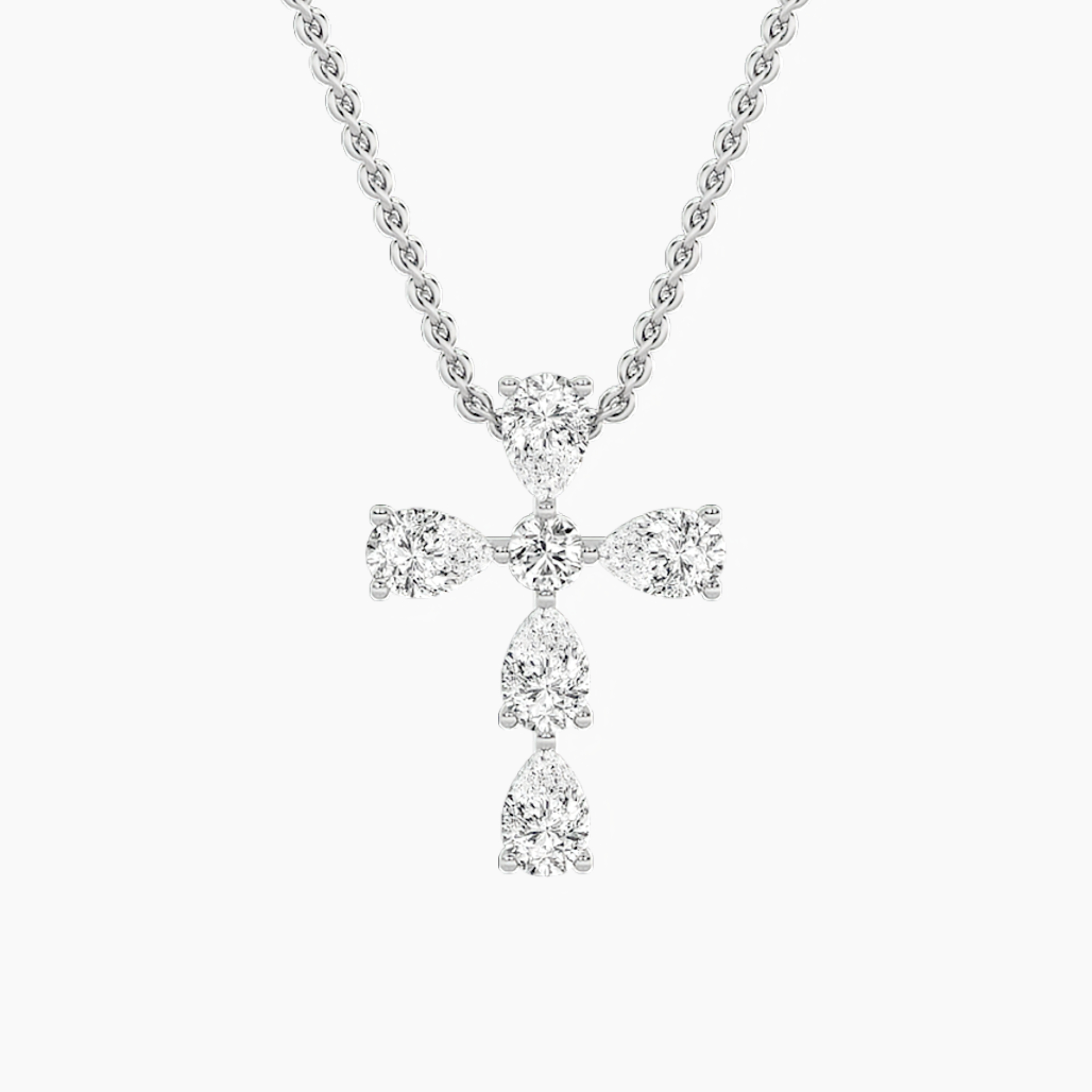 2.75Cttw Pear Shaped Lab Grown Diamond (F/VS) Cross Pendant in 14K Gold