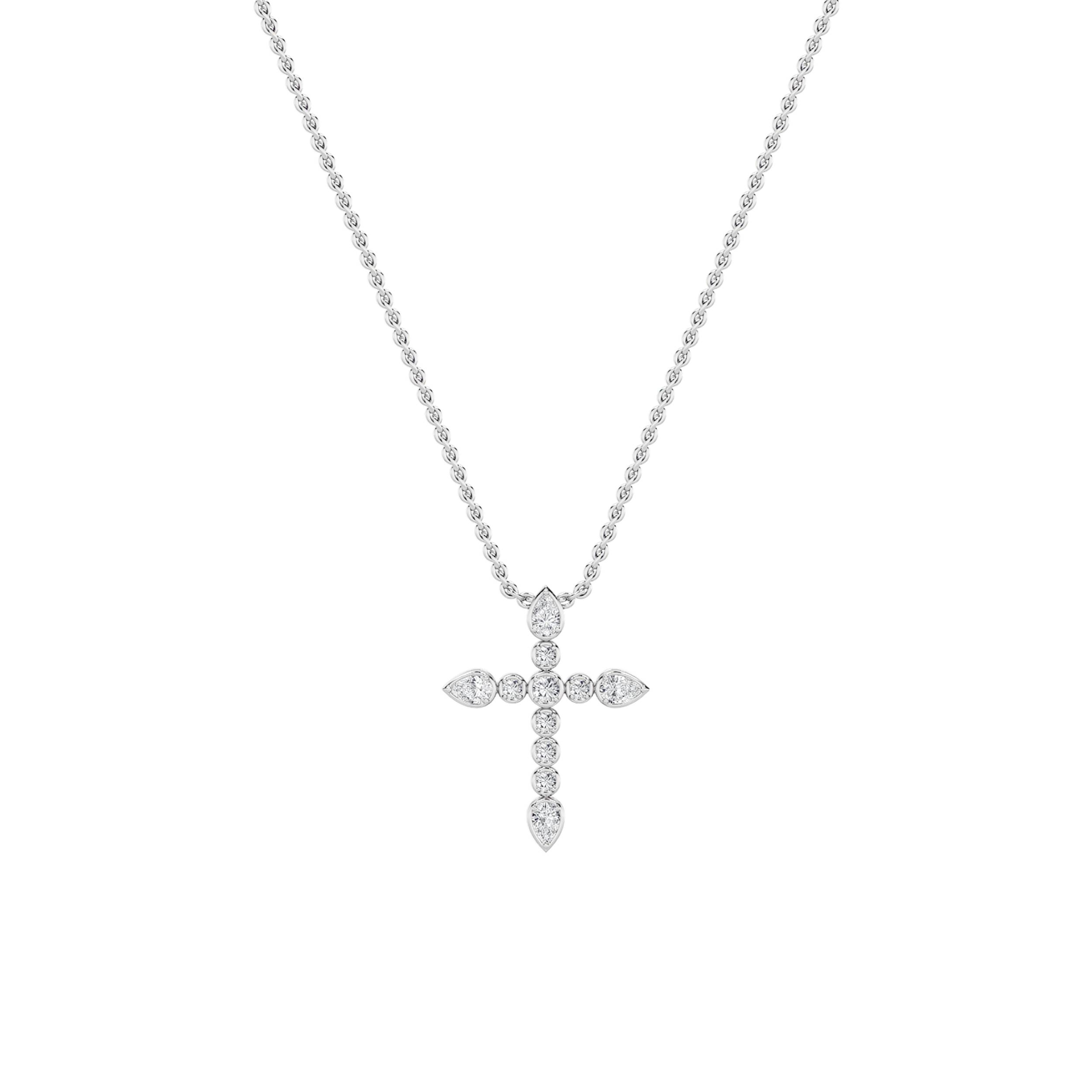 1.5Cttw Pear Shaped Lab Grown Diamond (F/VS) Cross Pendant in 14K Gold