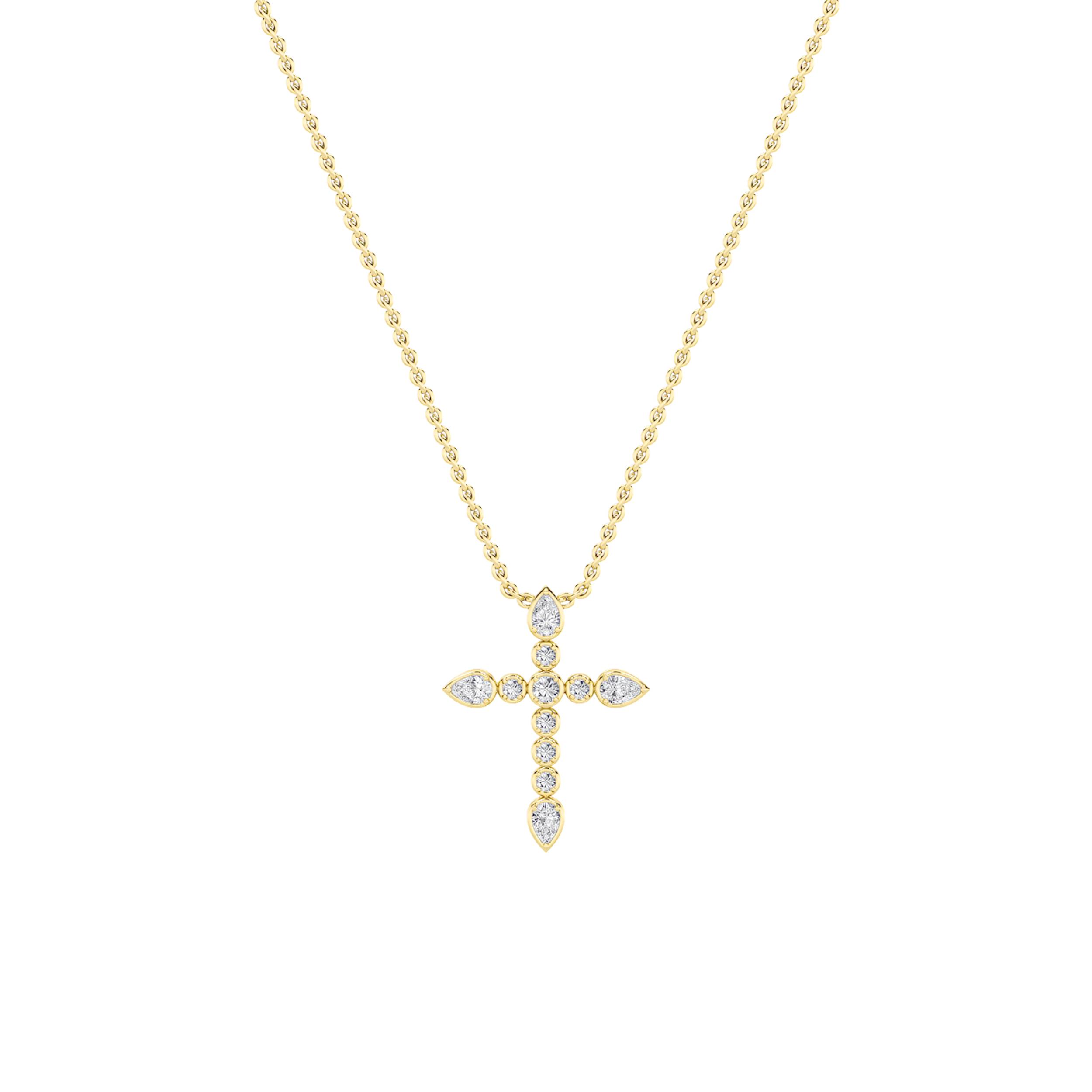 1.5Cttw Pear Shaped Lab Grown Diamond (F/VS) Cross Pendant in 14K Gold