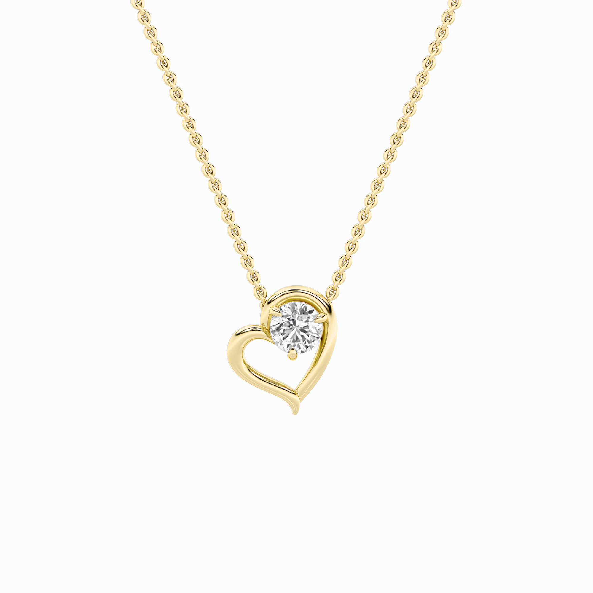 0.5Cttw Round Shaped Lab Grown Diamond (F/VS) Heart Shaped   Pendant in 14K Gold