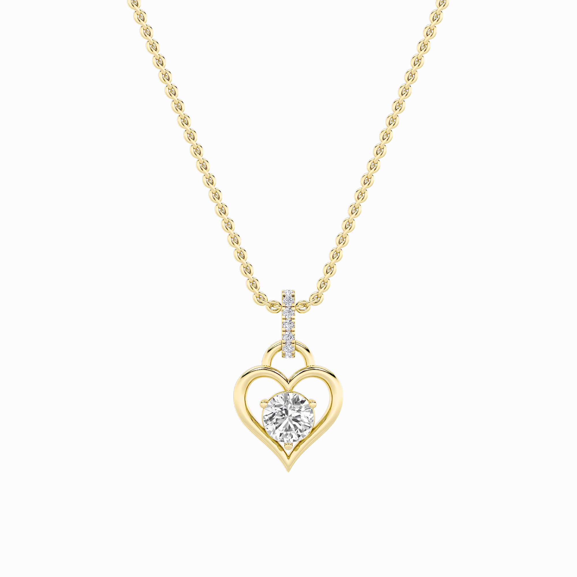 1.5Cttw Round Shaped Lab Grown Diamond (F/VS) Heart Shaped Pendant in 14K Gold