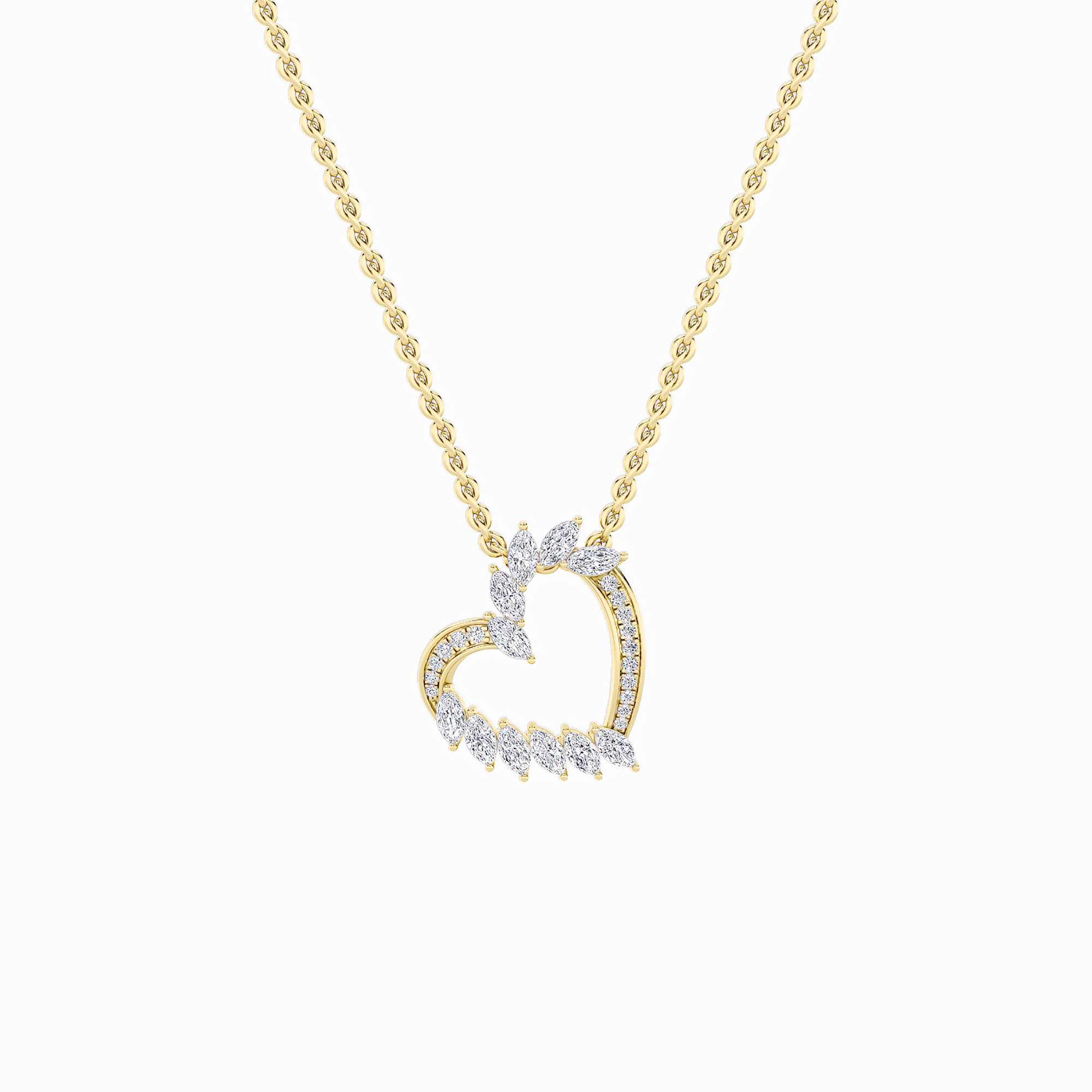 2.5Cttw Marquise Shaped Lab Grown Diamond (F/VS) Heart Shaped Pendant in 14K Gold
