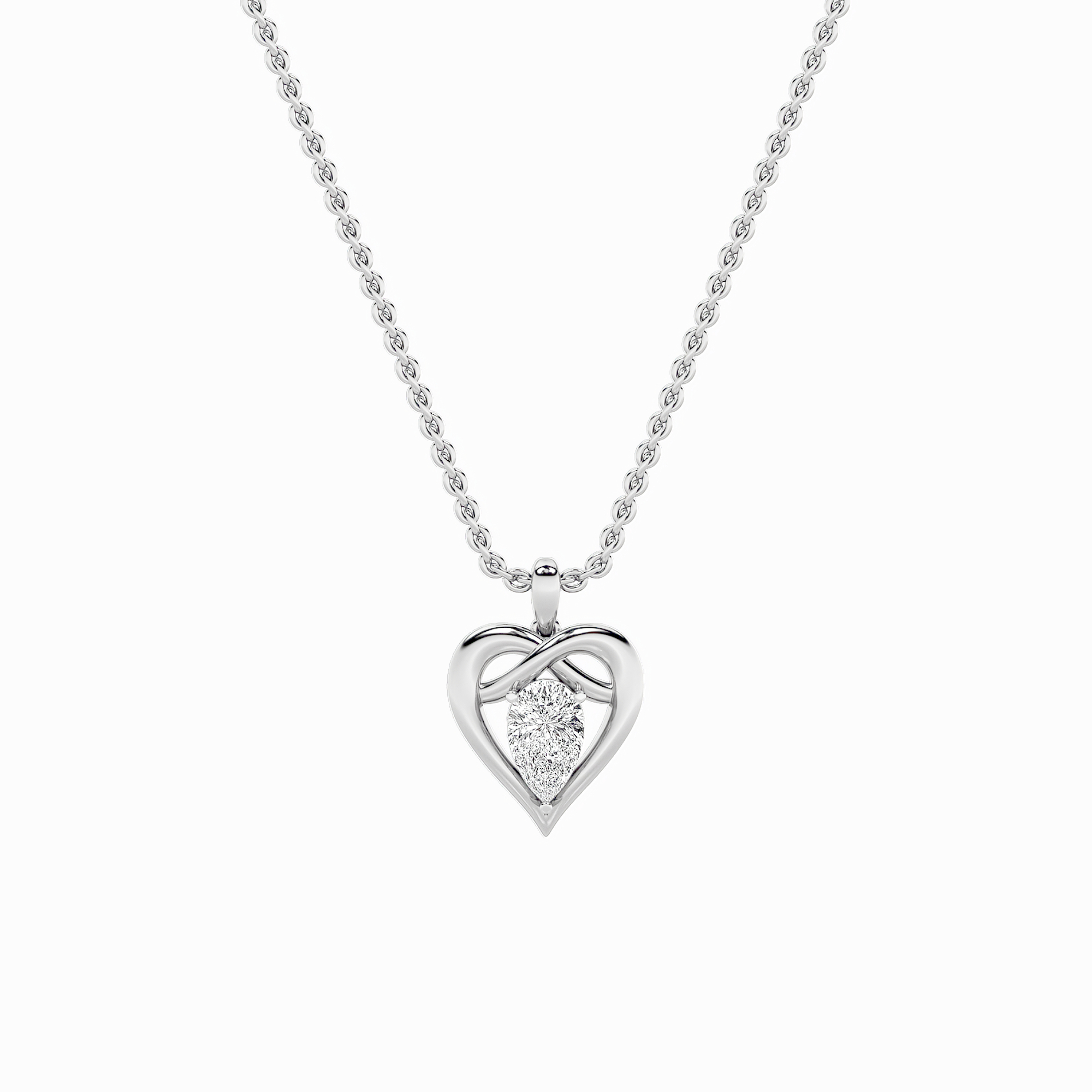 2Cttw Pear Shaped Lab Grown Diamond (F/VS) Heart Shaped Pendant in 14K Gold