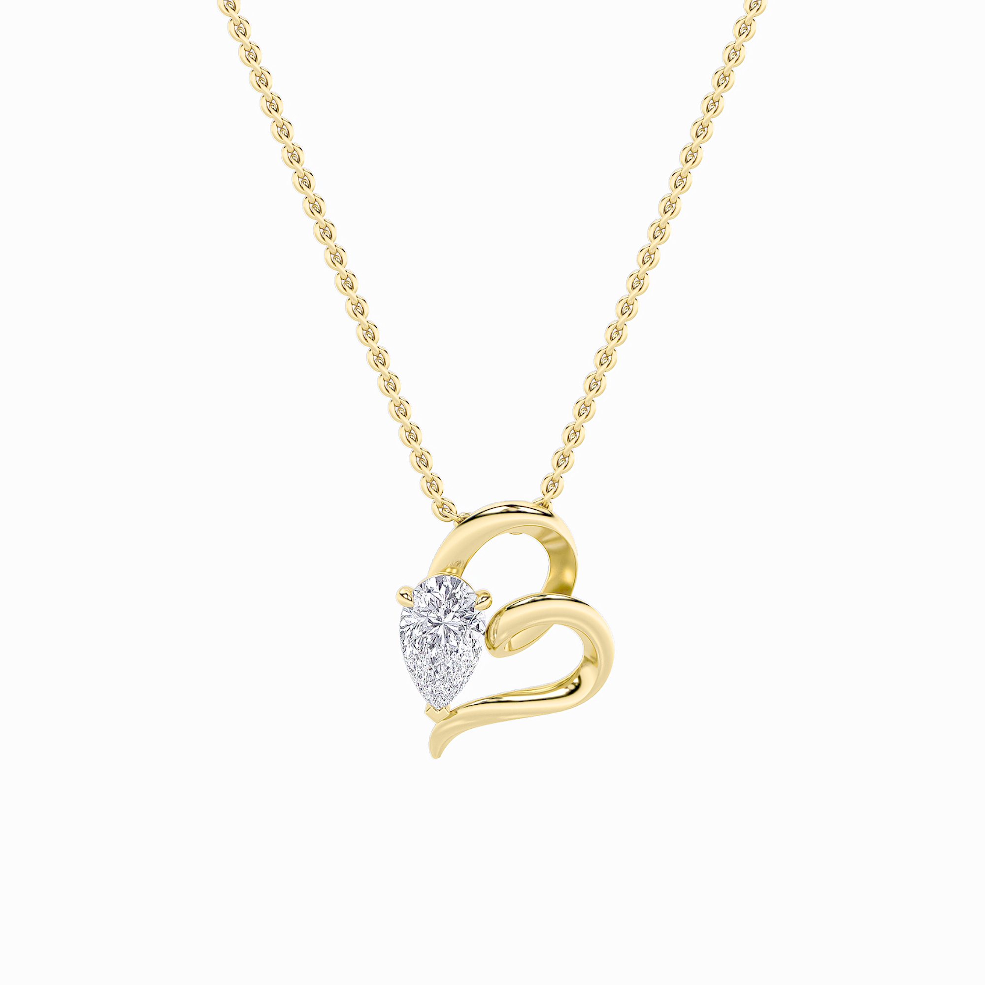 2Cttw Pear Shaped Lab Grown Diamond (F/VS) Heart Shaped Pendant in 14K Gold