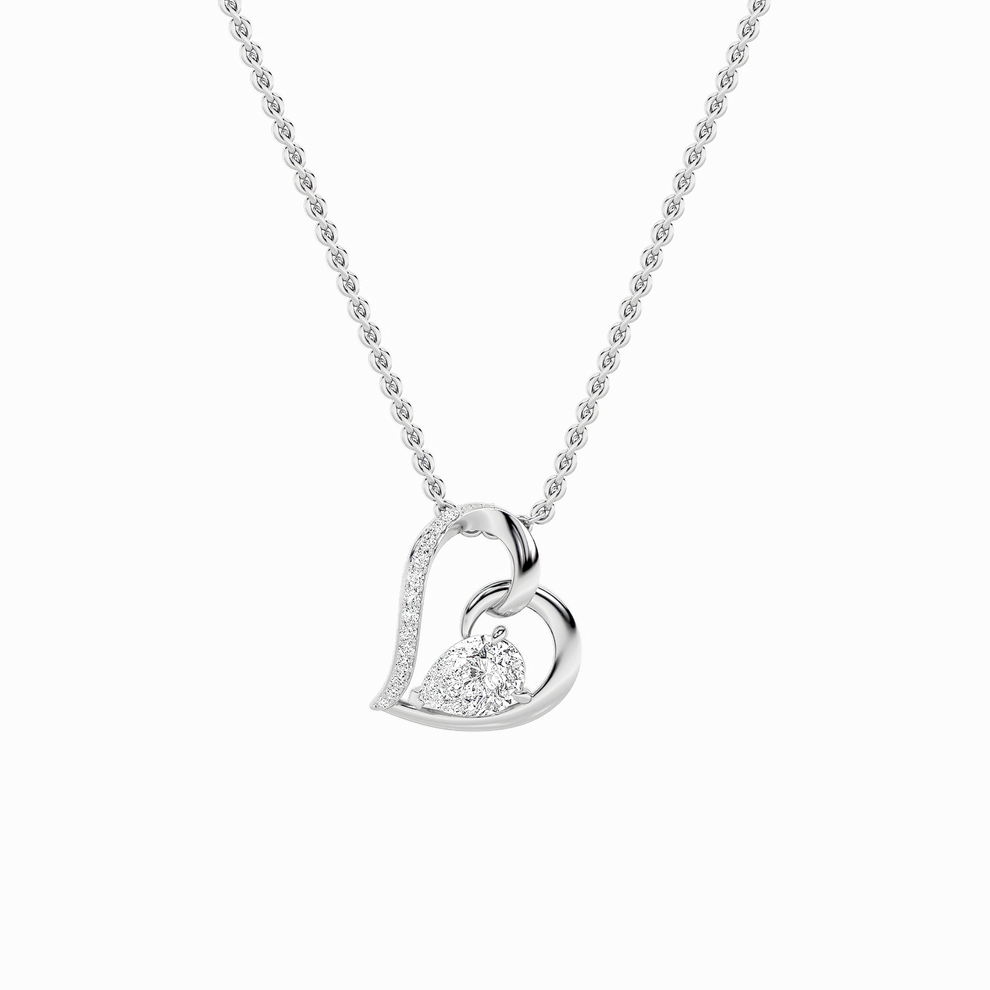 2Cttw Pear Shaped Lab Grown Diamond (F/VS) Heart Shaped Pendant in 14K Gold