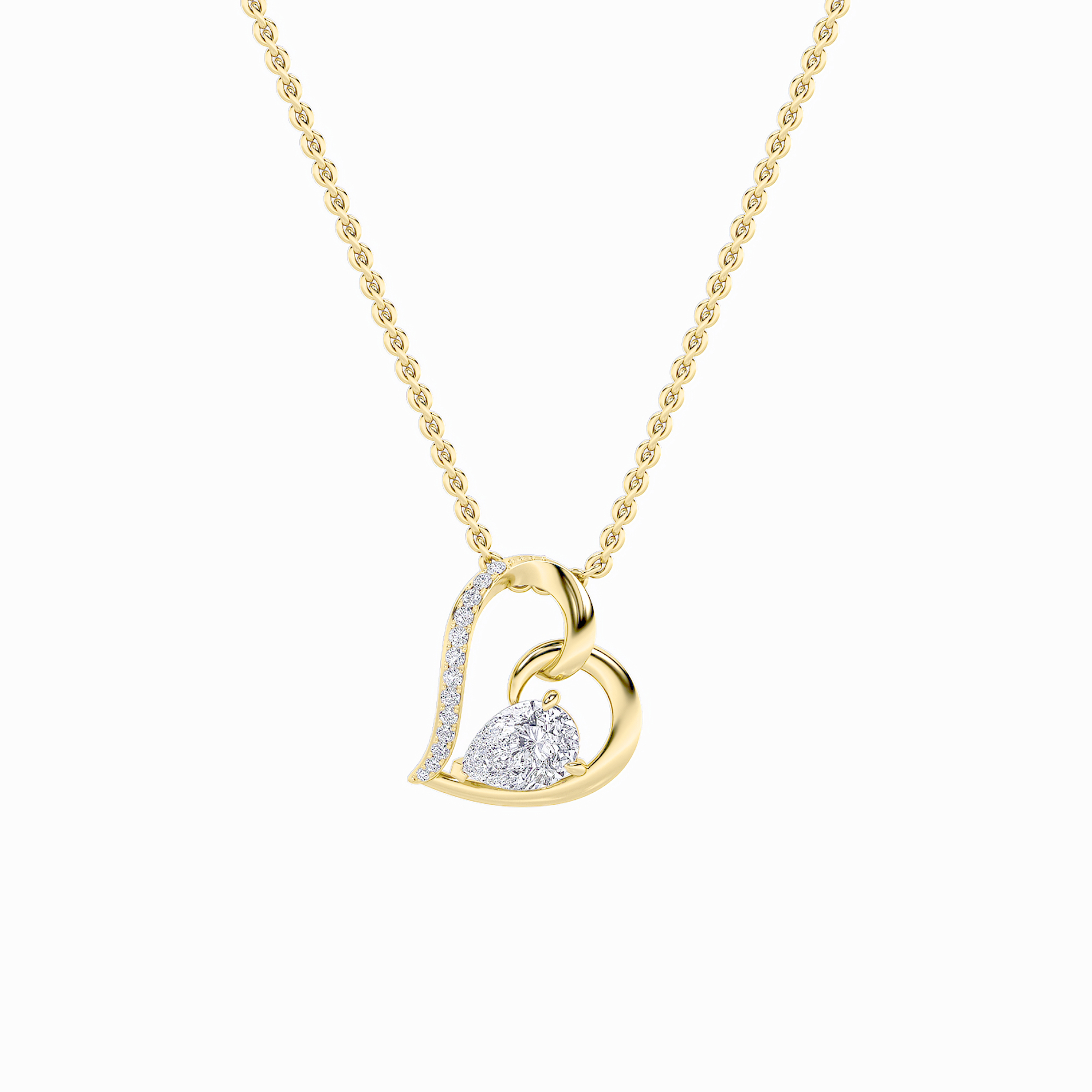 2Cttw Pear Shaped Lab Grown Diamond (F/VS) Heart Shaped Pendant in 14K Gold