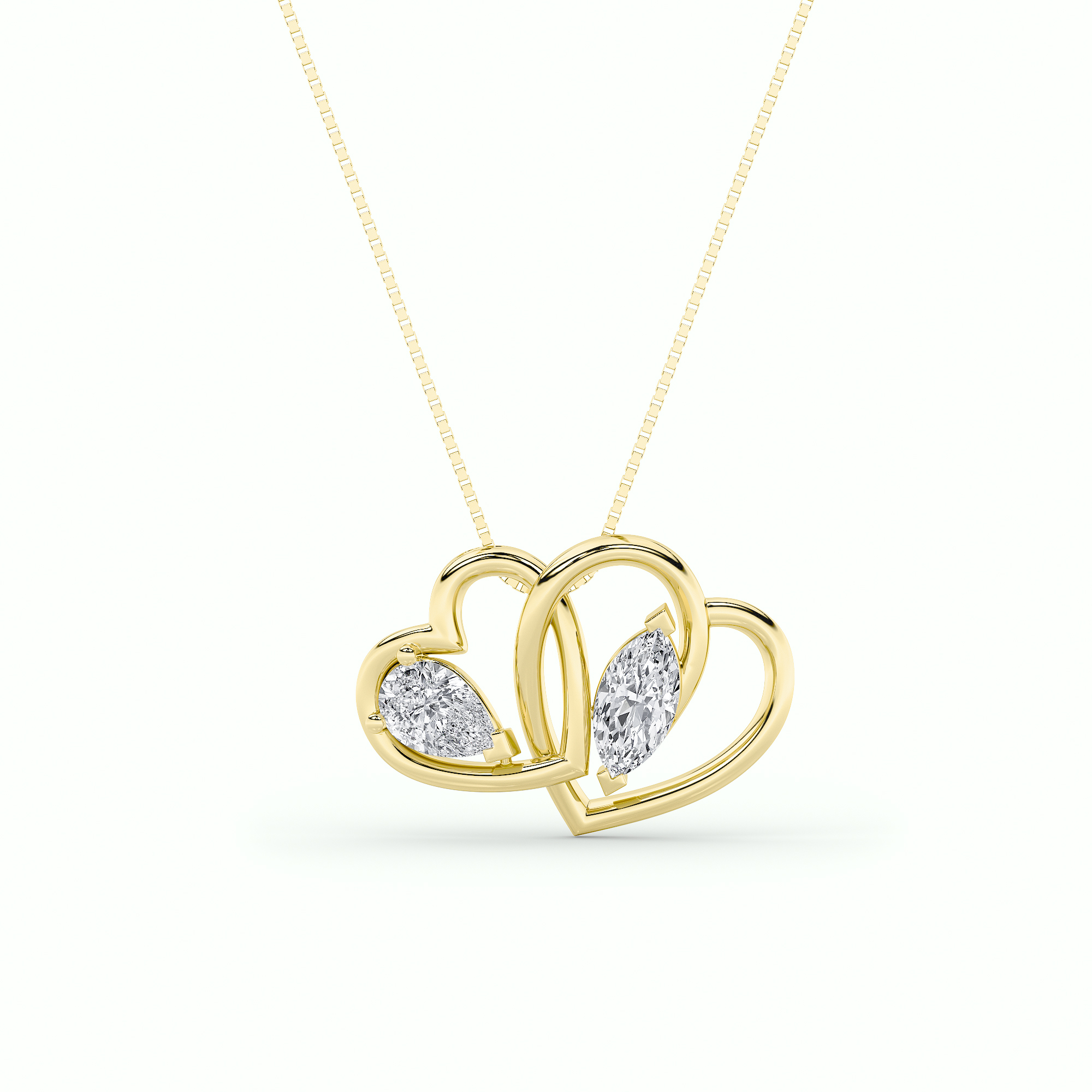 2Cttw Marquise Shaped Lab Grown Diamond (F/VS) Heart Shaped Pendant in 14K Gold
