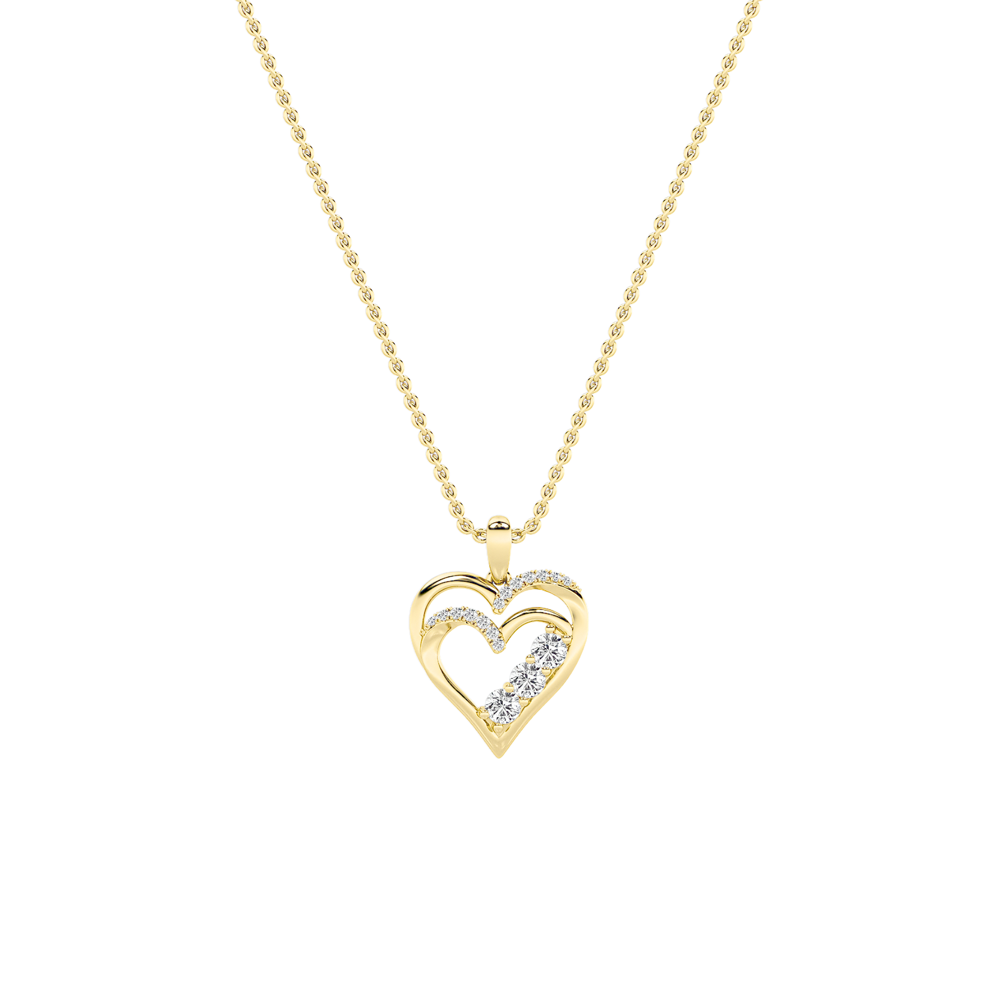 1Cttw Round Shaped Lab Grown Diamond (F/VS) Heart Shaped Pendant in 14K Gold