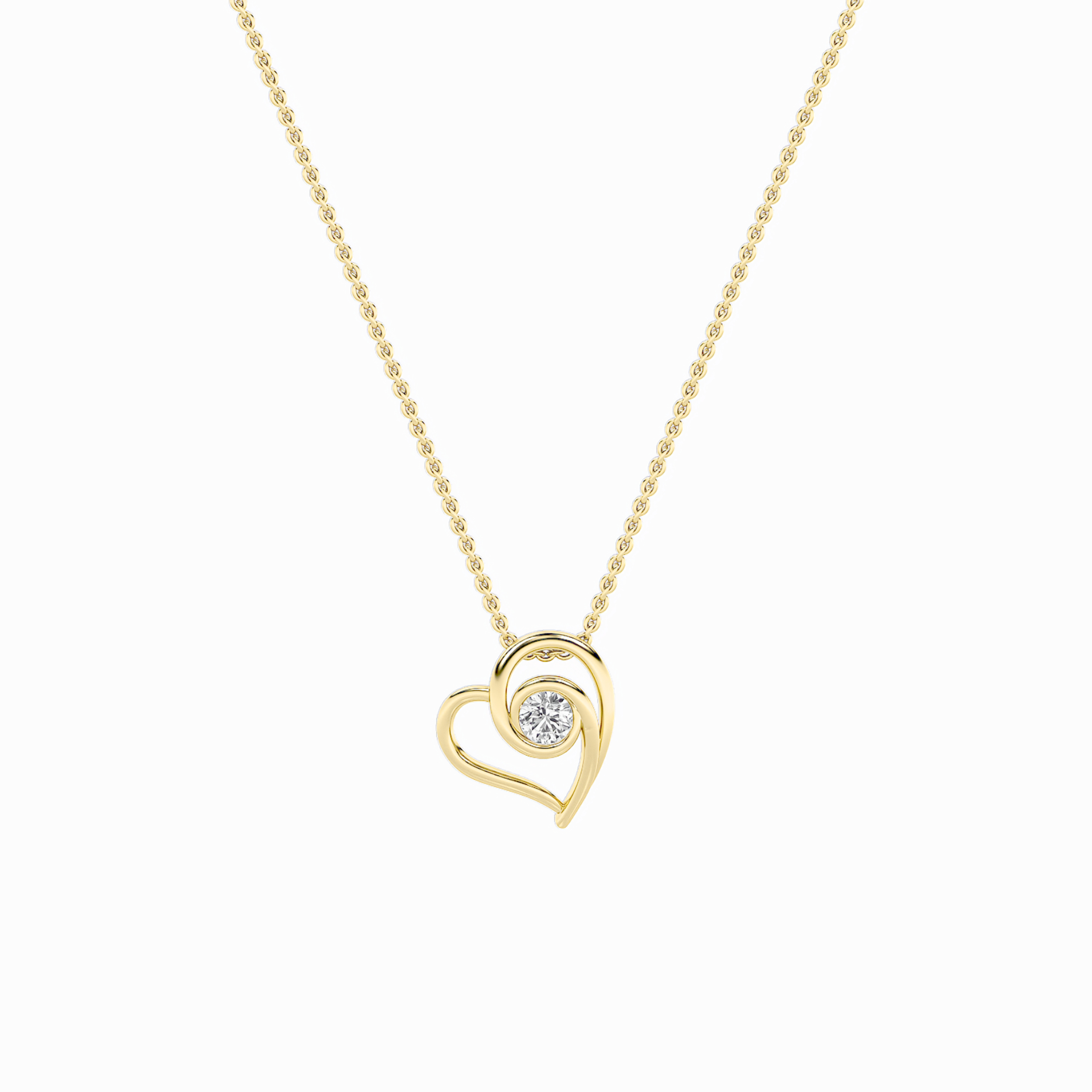 1Cttw Round Shaped Lab Grown Diamond (F/VS) Heart Shaped Pendant in 14K Gold