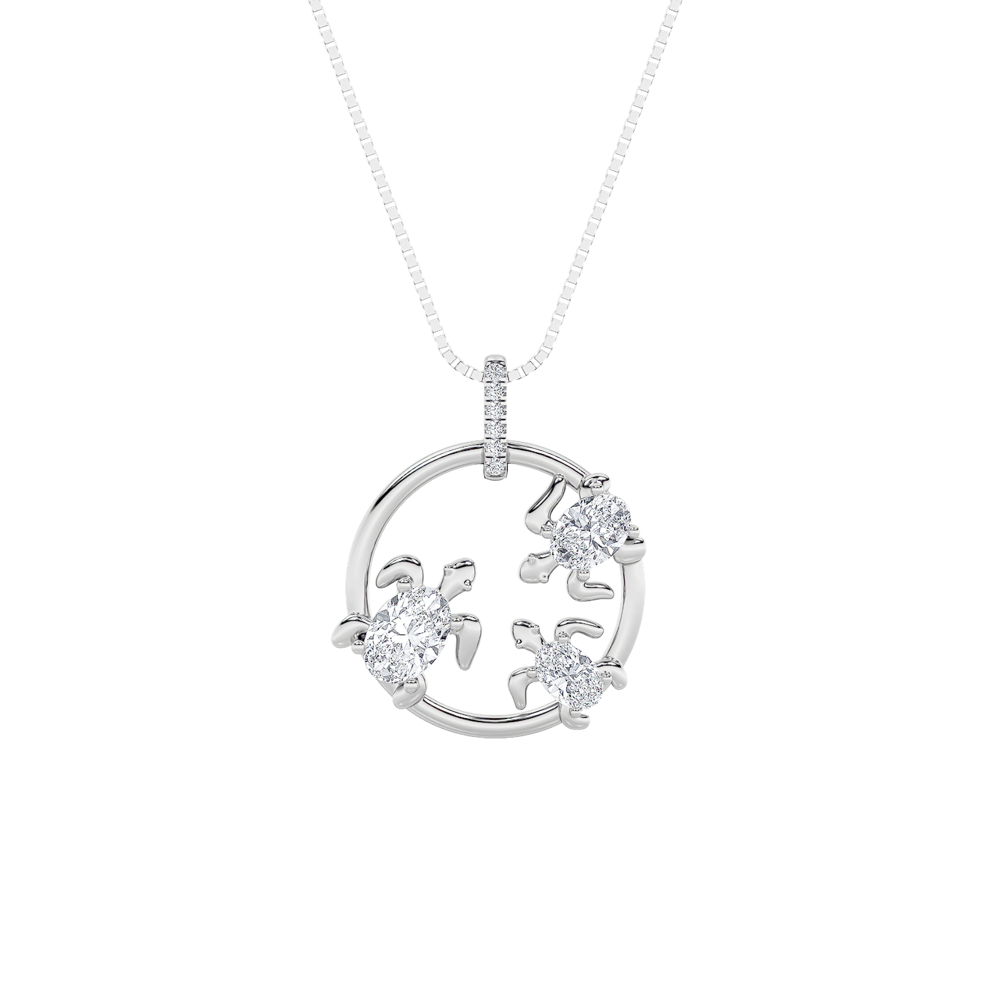 2Cttw Oval Shaped Lab Grown Diamond (F/VS) Baby Turtle Pendant in 14K Gold