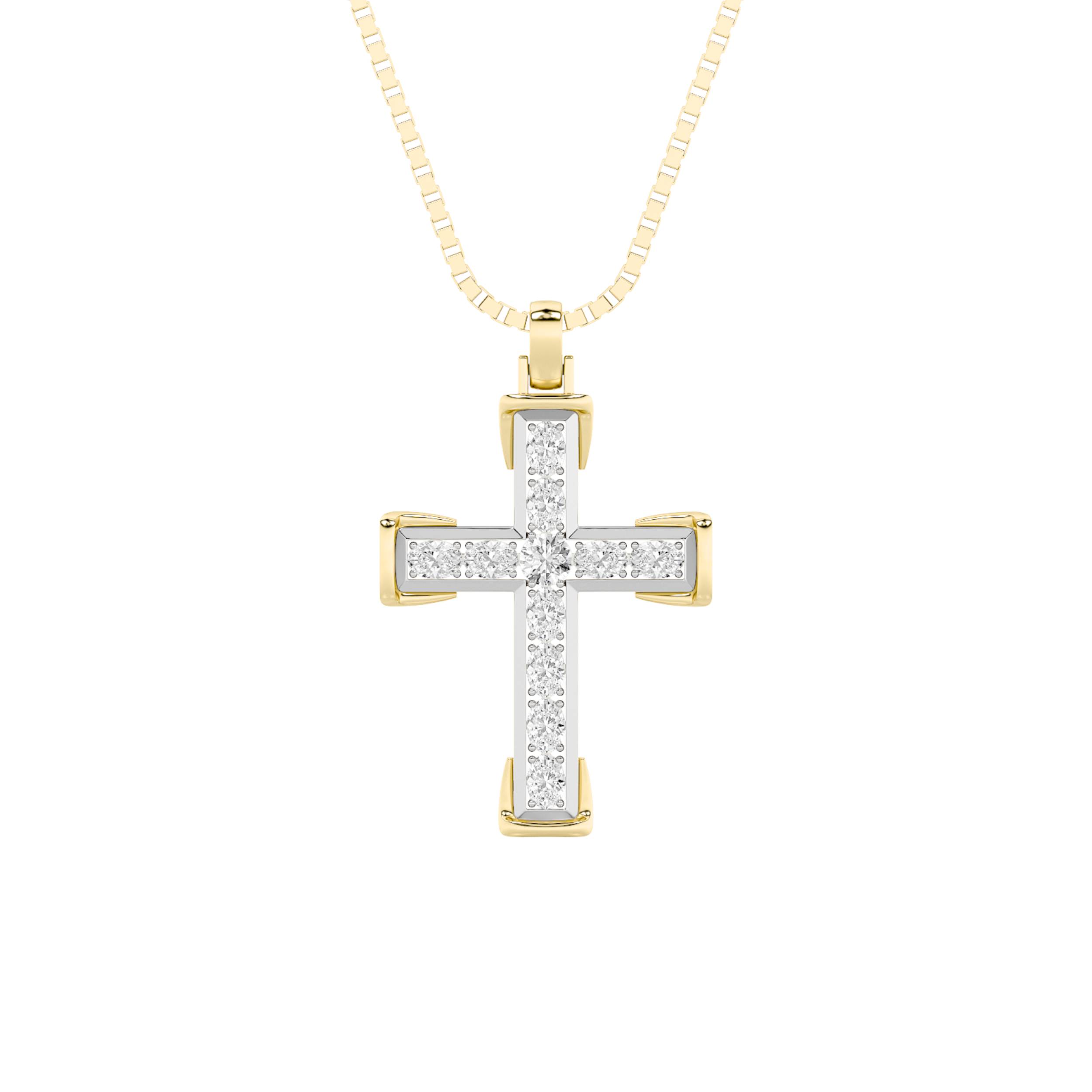 3Cttw Round Shaped Lab Grown Diamond (F/VS) Cross Pendant in 14K Gold