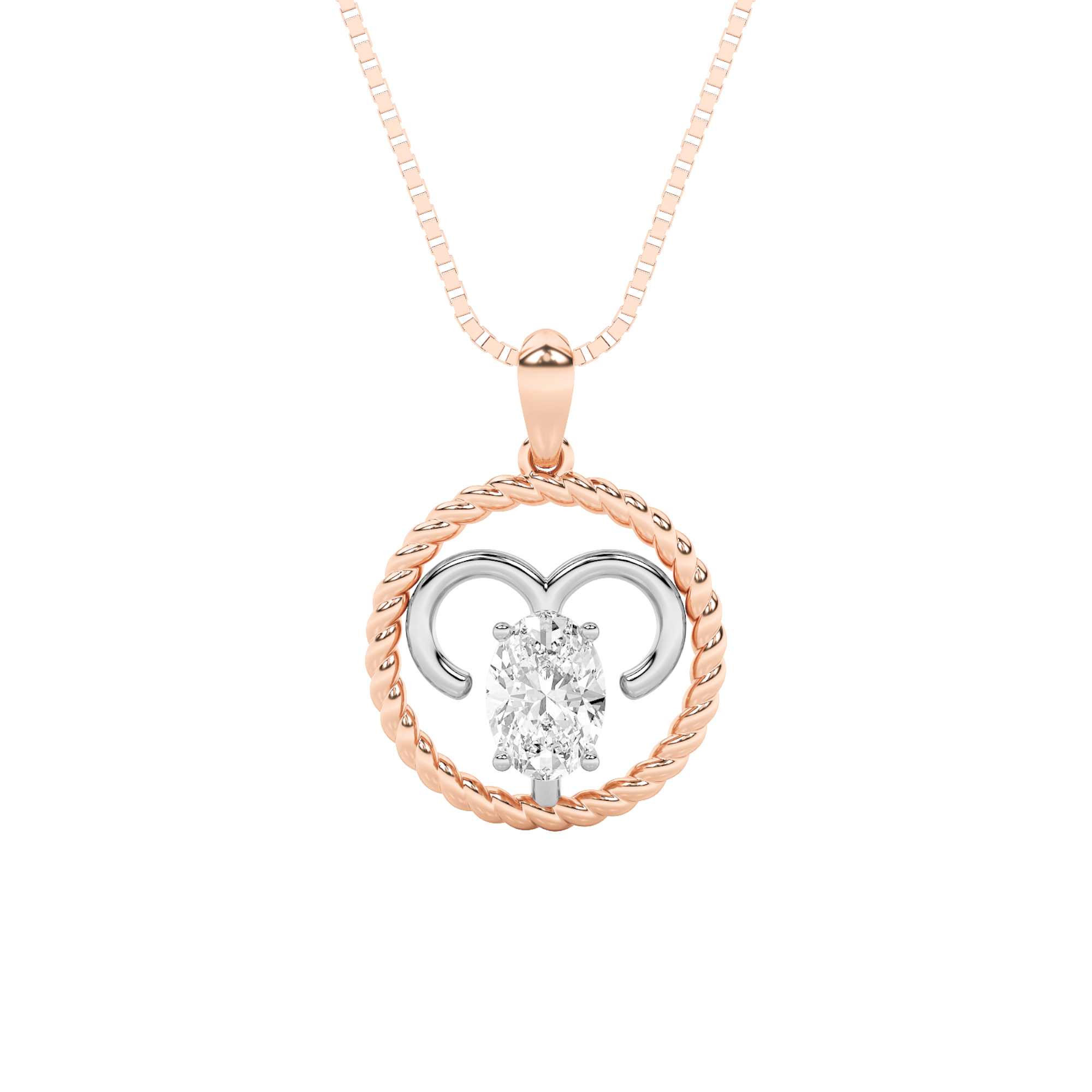 1Cttw Oval Shaped Lab Grown Diamond (F/VS) Zodiac  Pendant in 14K Gold