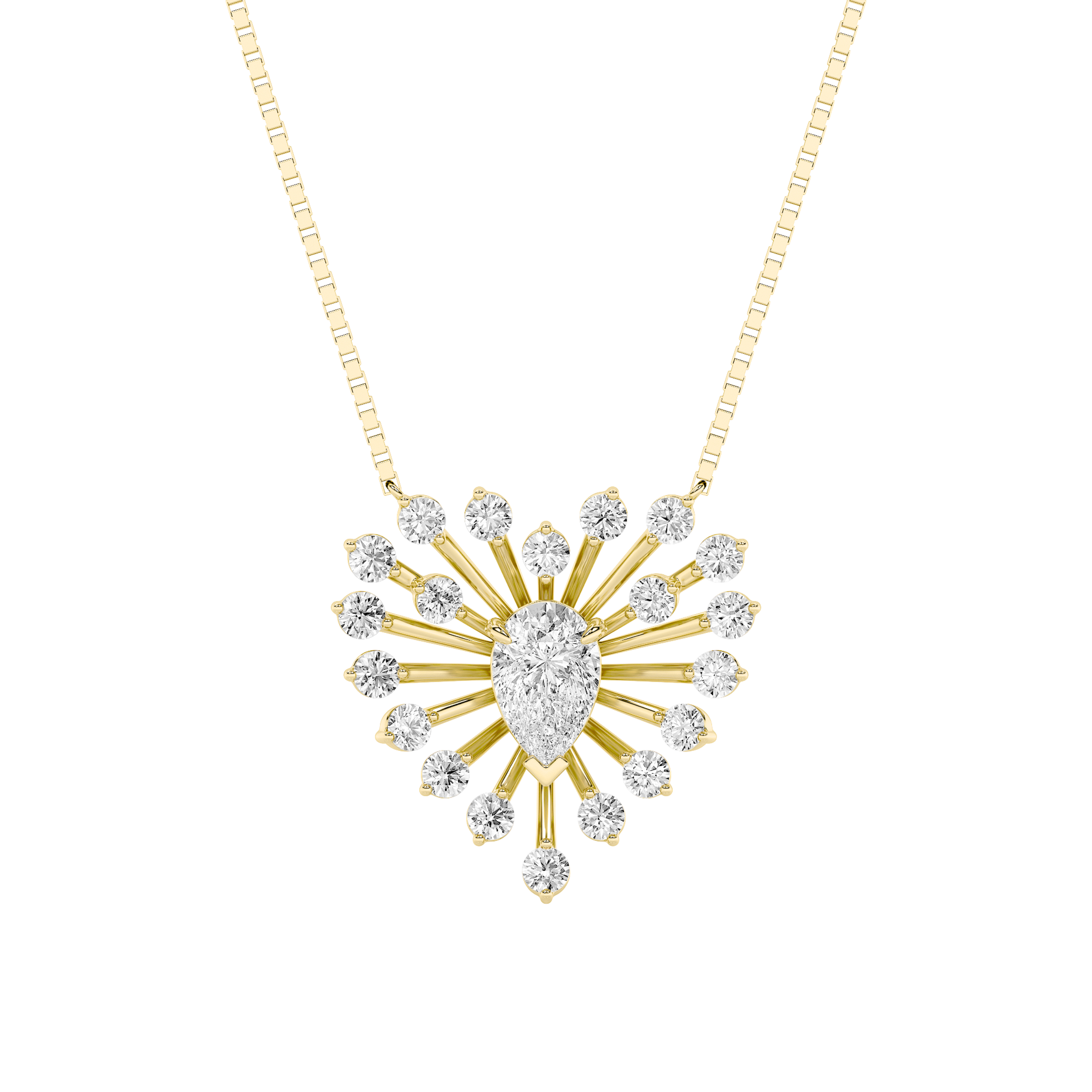 1.5Cttw Pear Shaped Lab Grown Diamond (F/VS) Astralis Necklace in 14K Gold