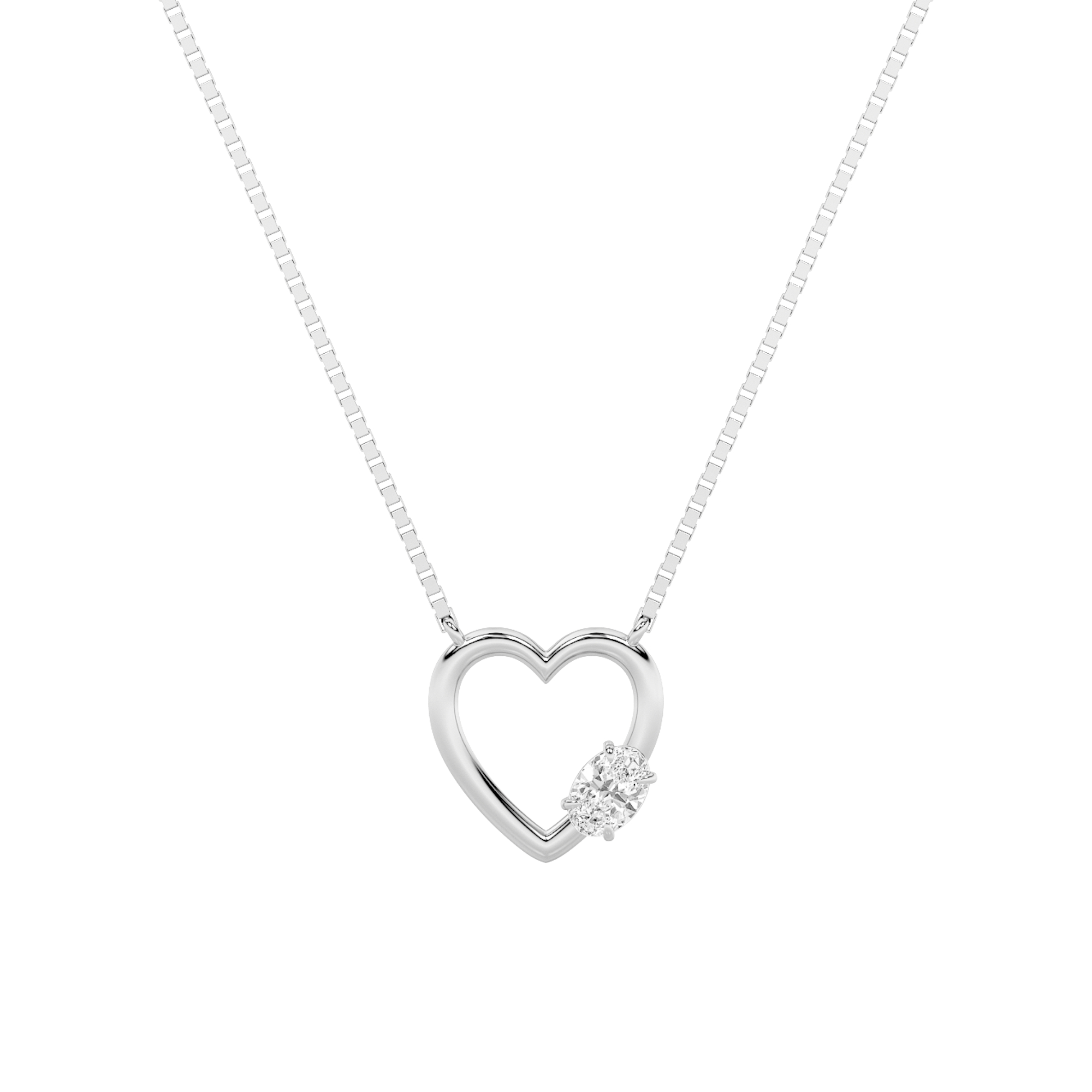 0.5Cttw Oval Shaped Lab Grown Diamond (F/VS) Heart Shaped Necklace in 14K Gold