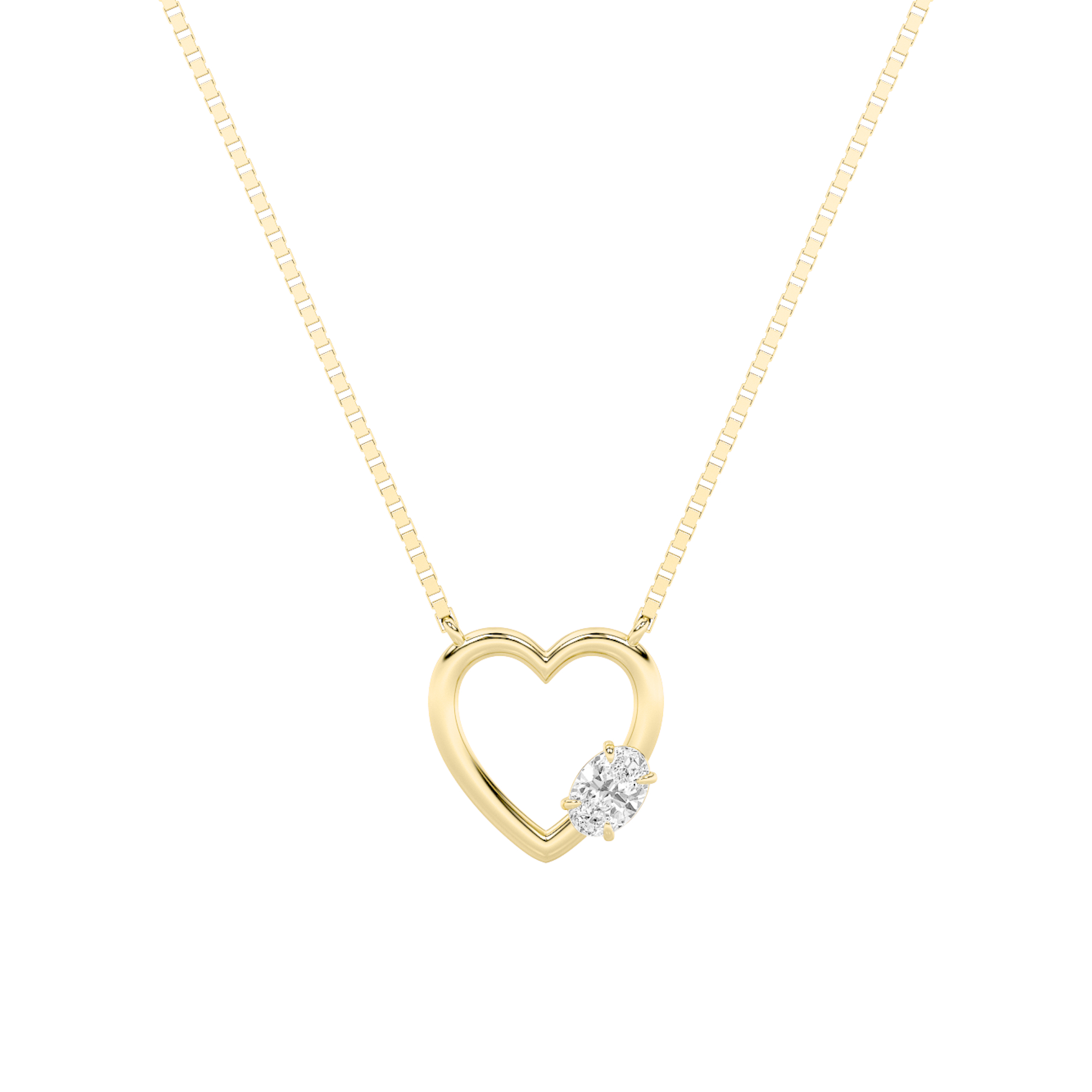 0.5Cttw Oval Shaped Lab Grown Diamond (F/VS) Heart Shaped Necklace in 14K Gold