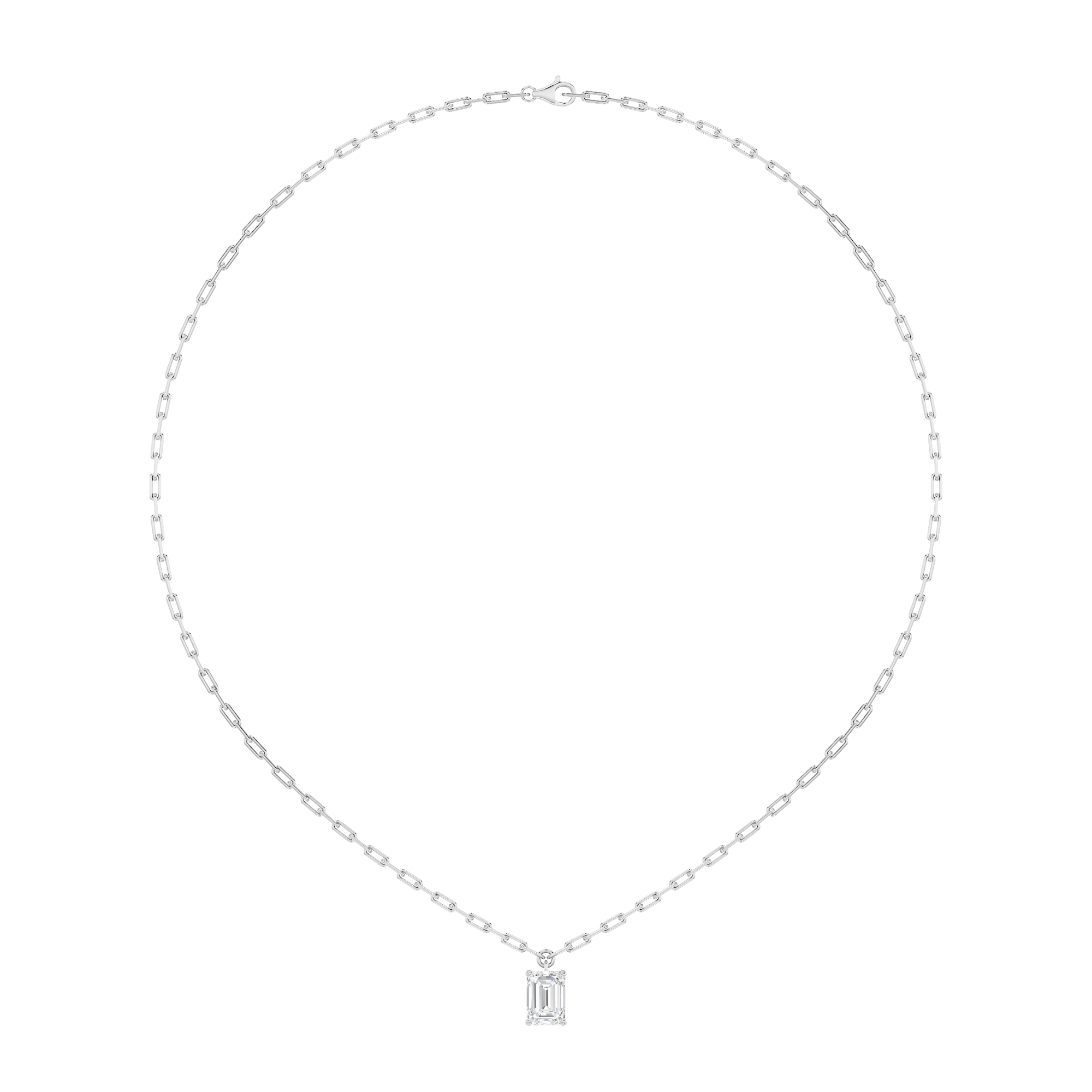 2Cttw Emerald Shaped Lab Grown Diamond (F/VS) Strata Chic Collection Necklace in 14K Gold