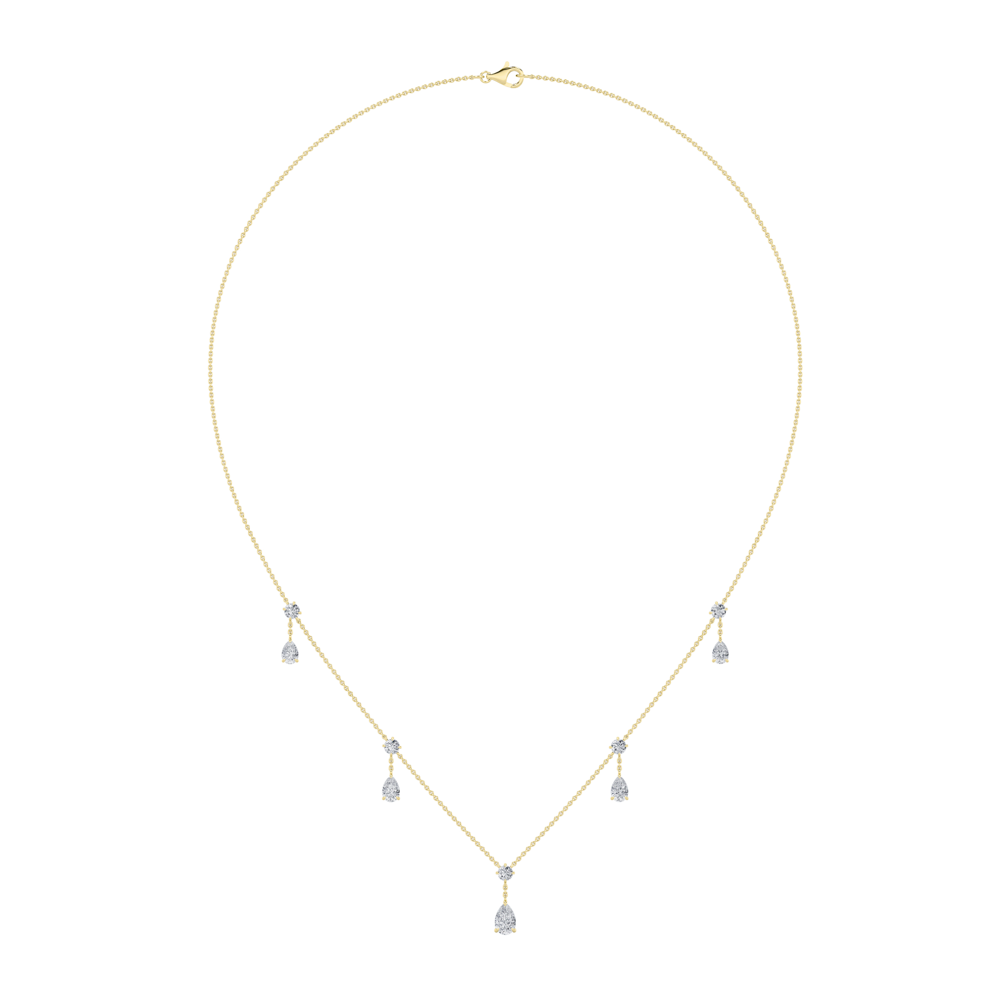 3Cttw Pear Shaped Lab Grown Diamond (F/VS) Solitaire Necklace in 14K Gold