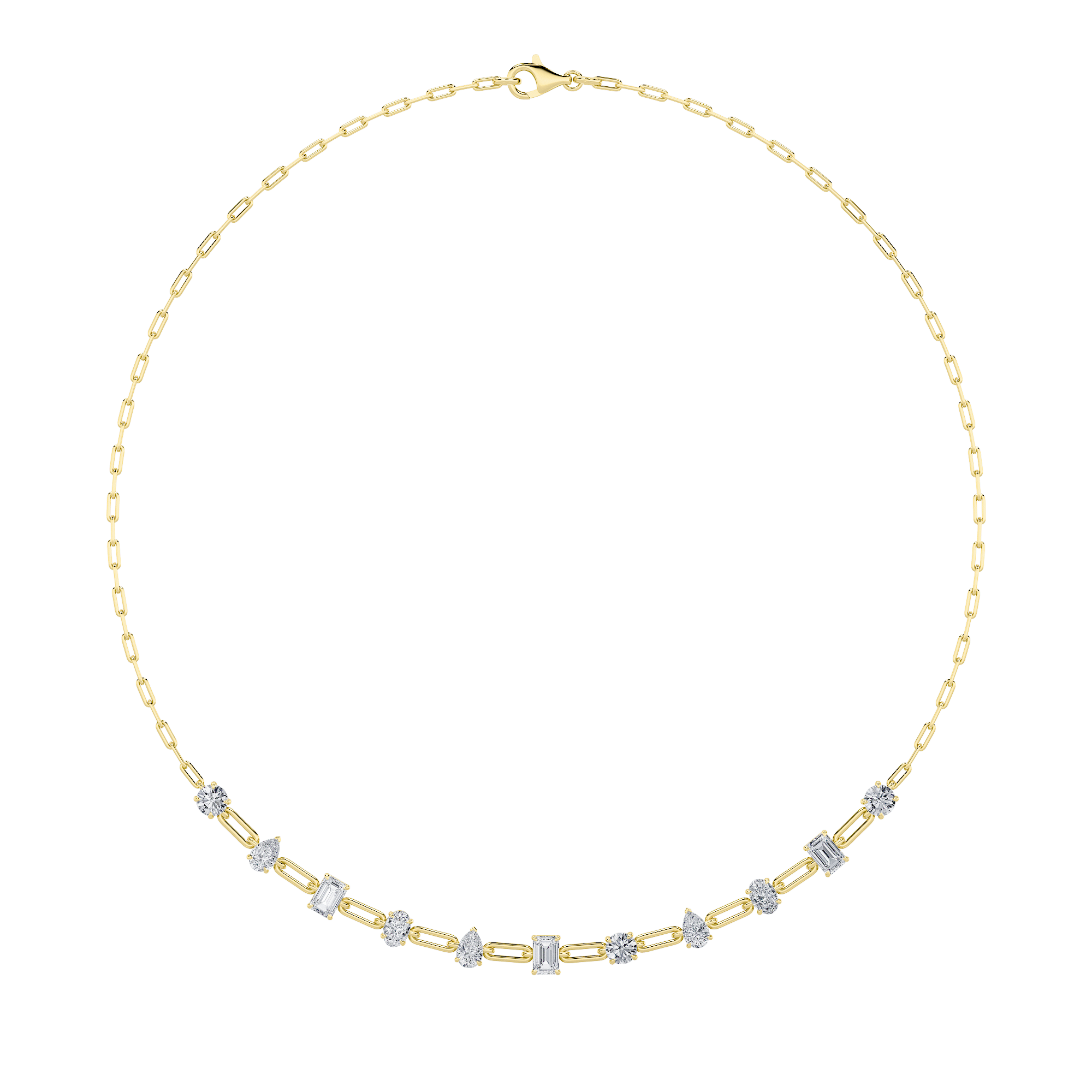 4.00 CT Emerald Diamond Necklace in 14K Yellow Gold