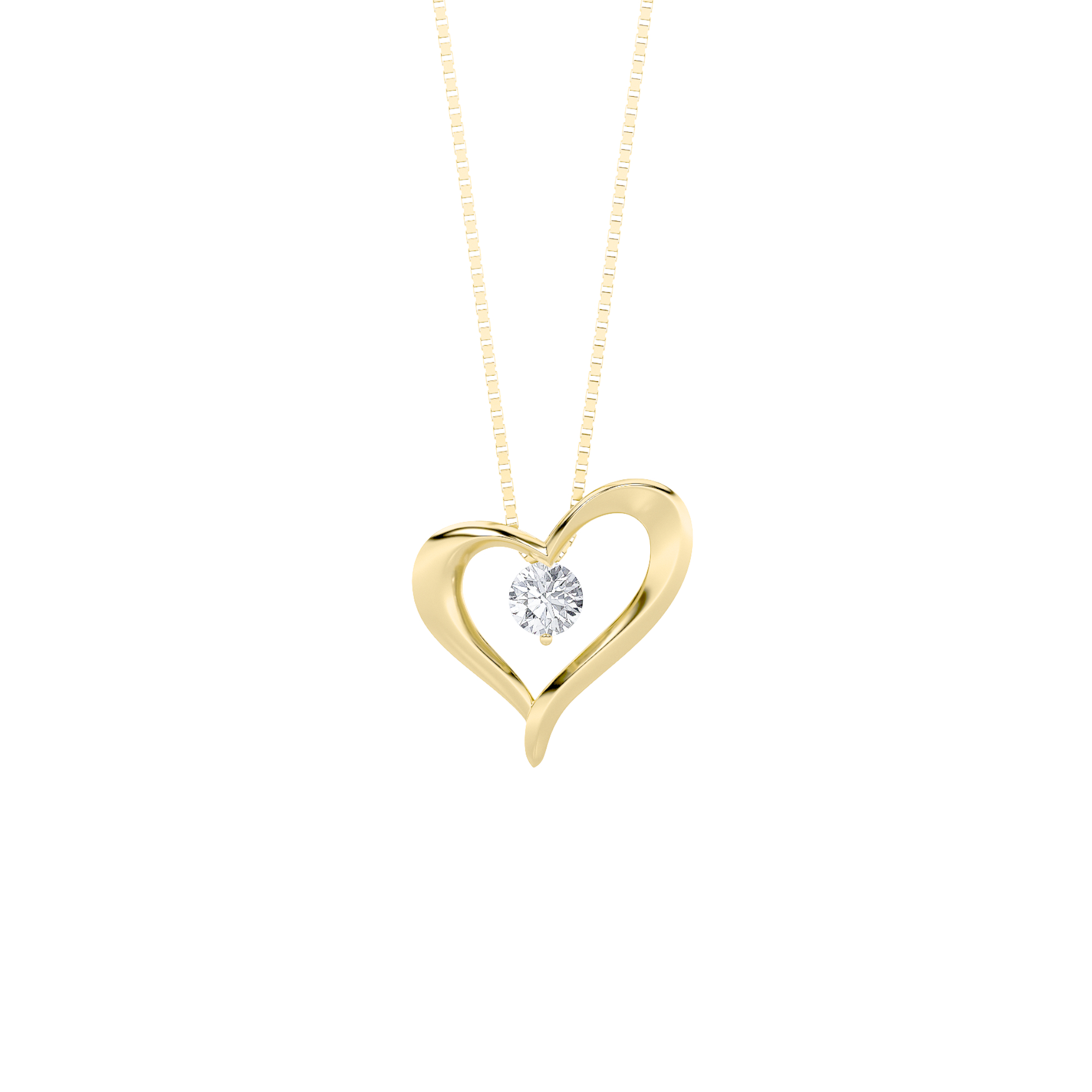 1Cttw Round Shaped Lab Grown Diamond (F/VS) Heart Shaped Pendant in 14K Gold